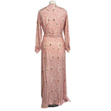 Natalie Martin Pink & Cream Floral Print Silk Maxi Dress XS