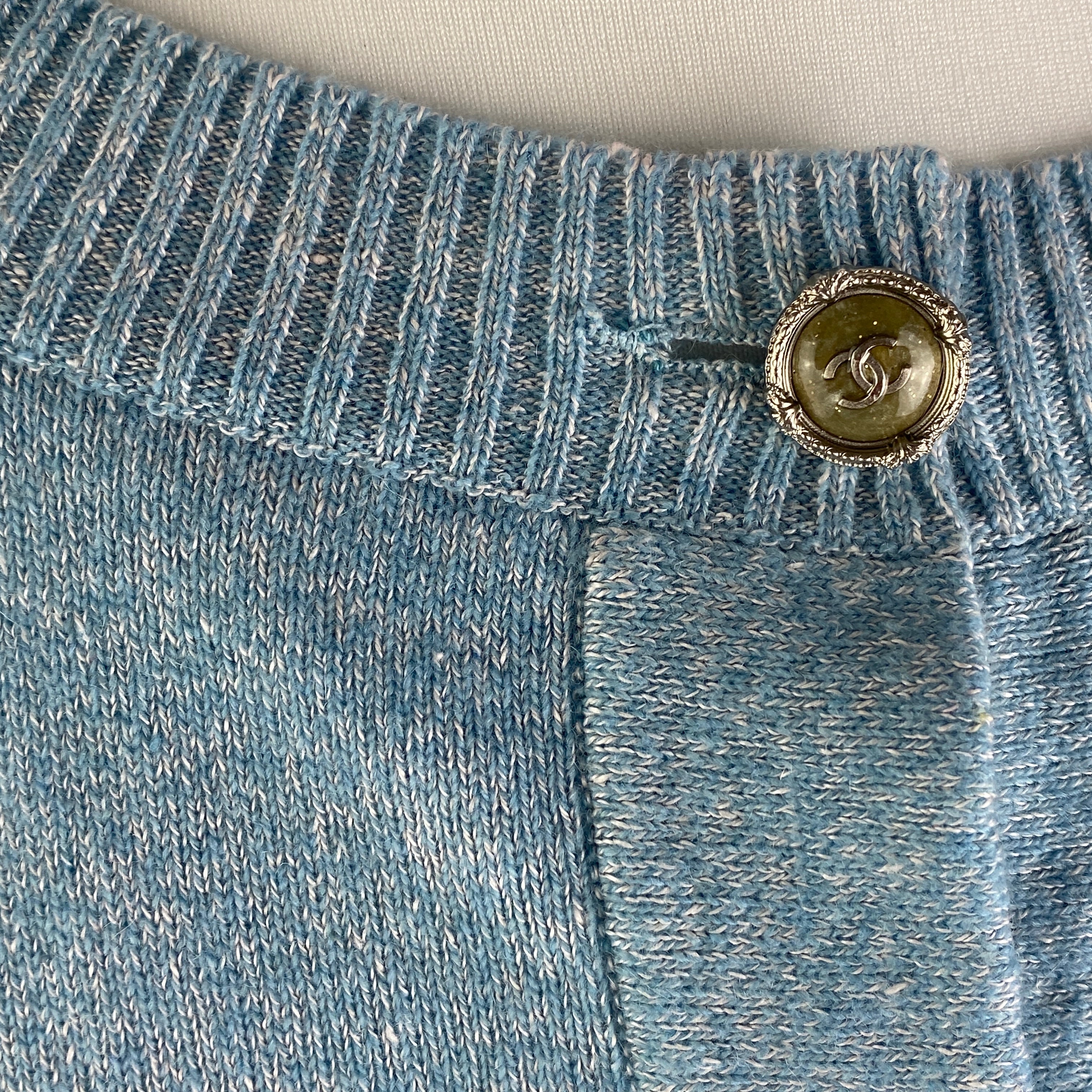 Chanel Sky Blue Linen & Cashmere Cardigan M