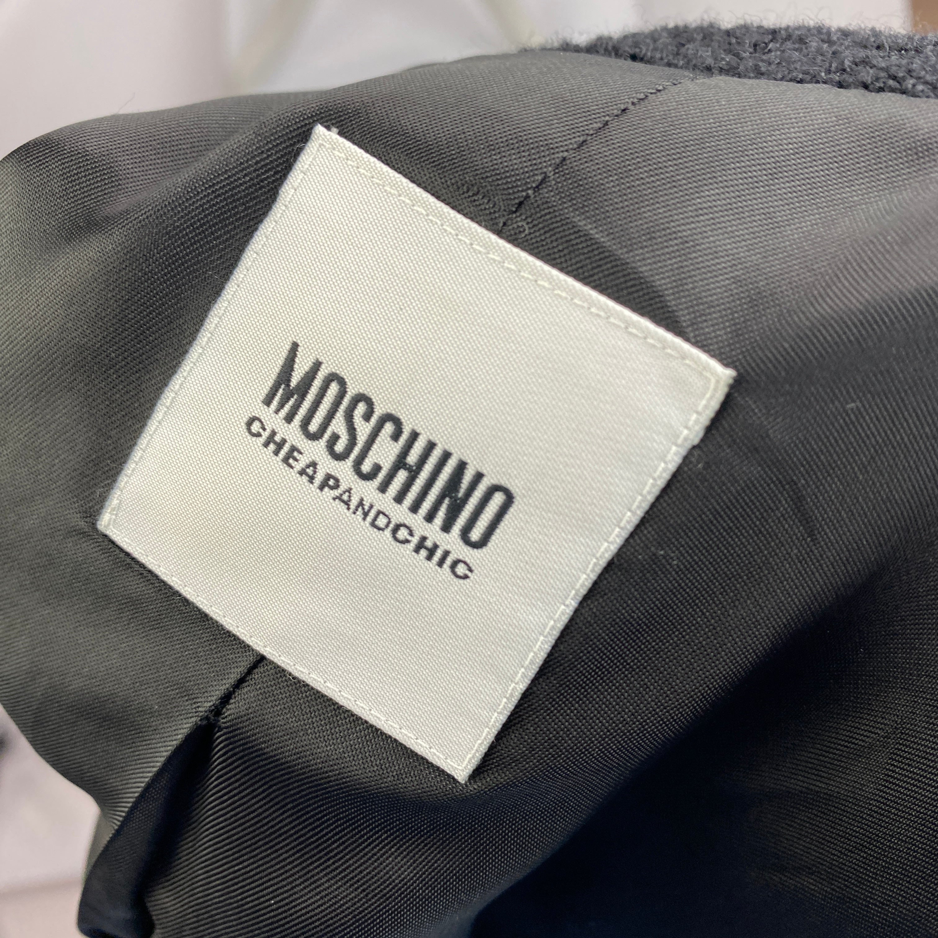 Moschino Black Boucle Jacket with Silk Ruffle Collar L