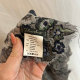 Faliero Sarti Pearl Grey Embroidered Viscose & Wool Scarf