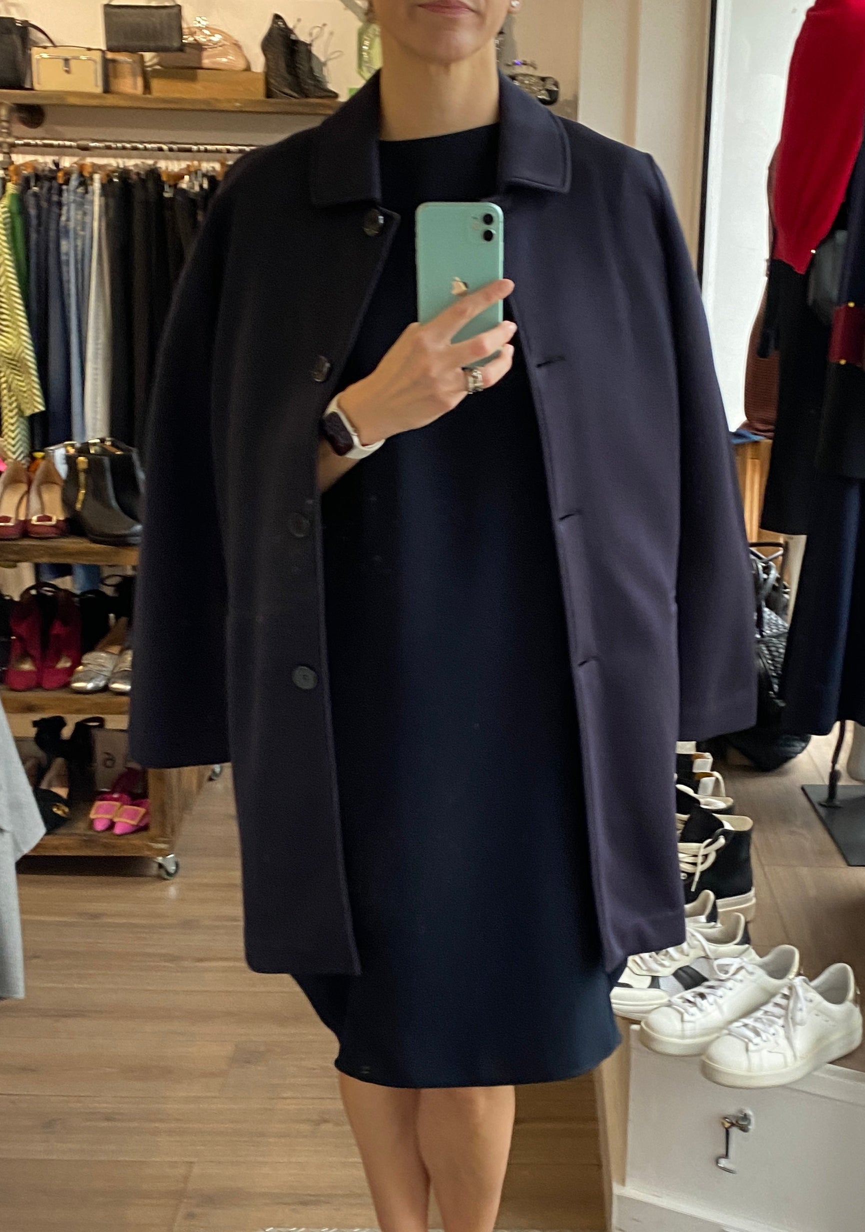 Weekend Max Mara Navy Scuba Jersey Car Coat XL
