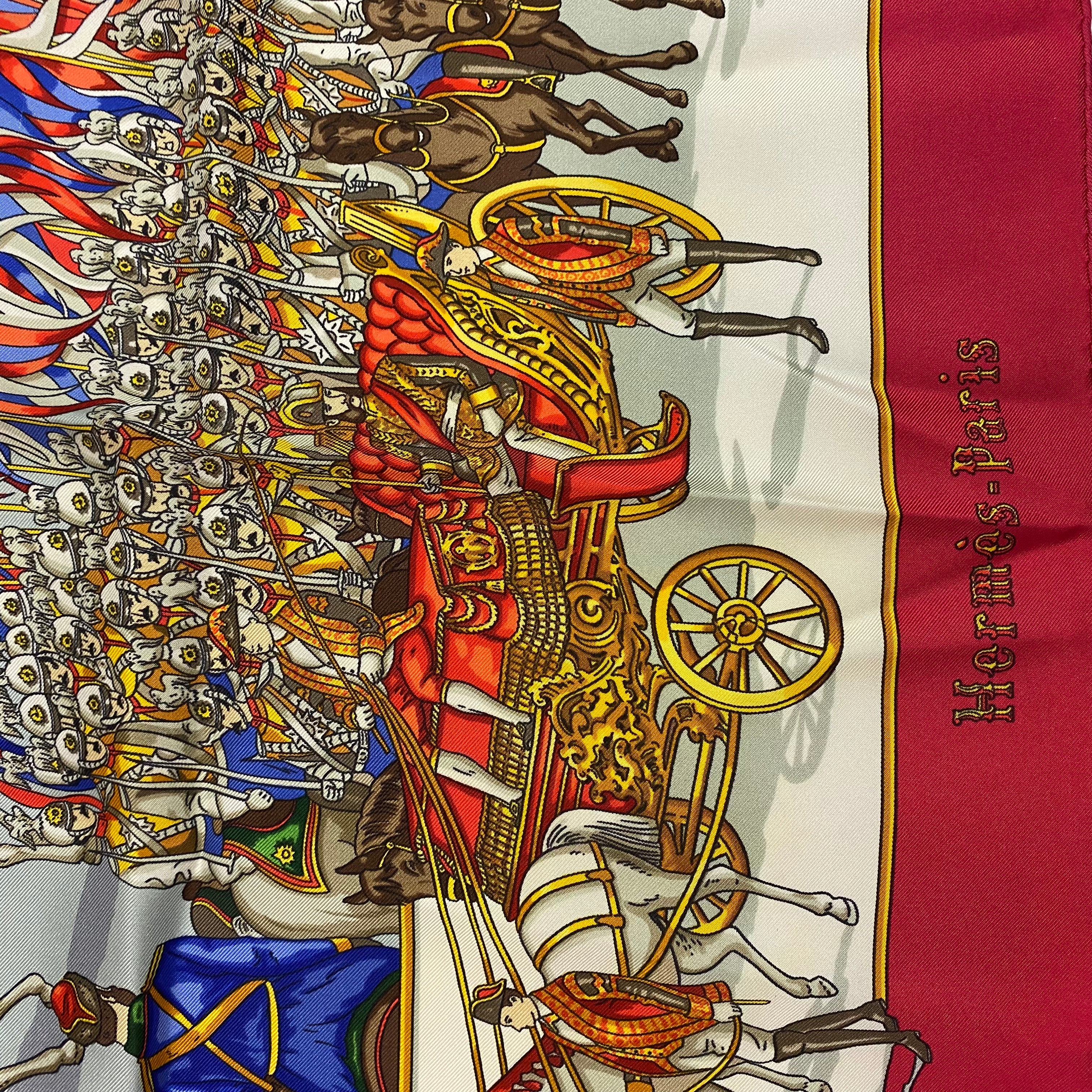 Hermes Rare Raspberry & Cream Grande Cortege au Moscou Scarf