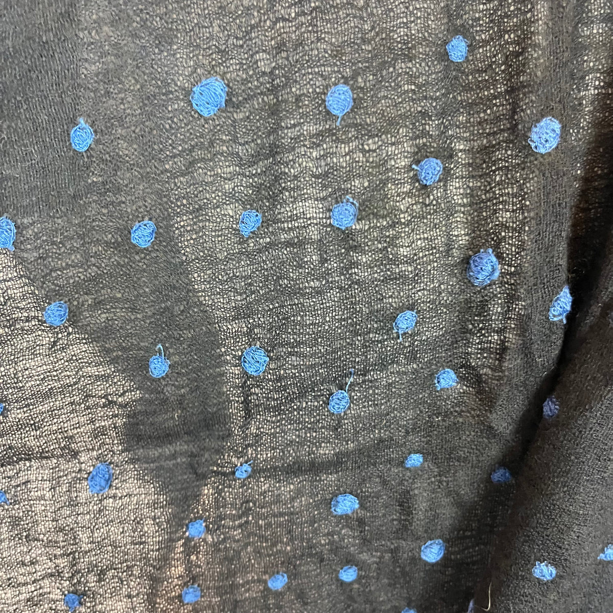 Faliero Sarti Black & Baby Blue Dotty Wool & Silk Scarf