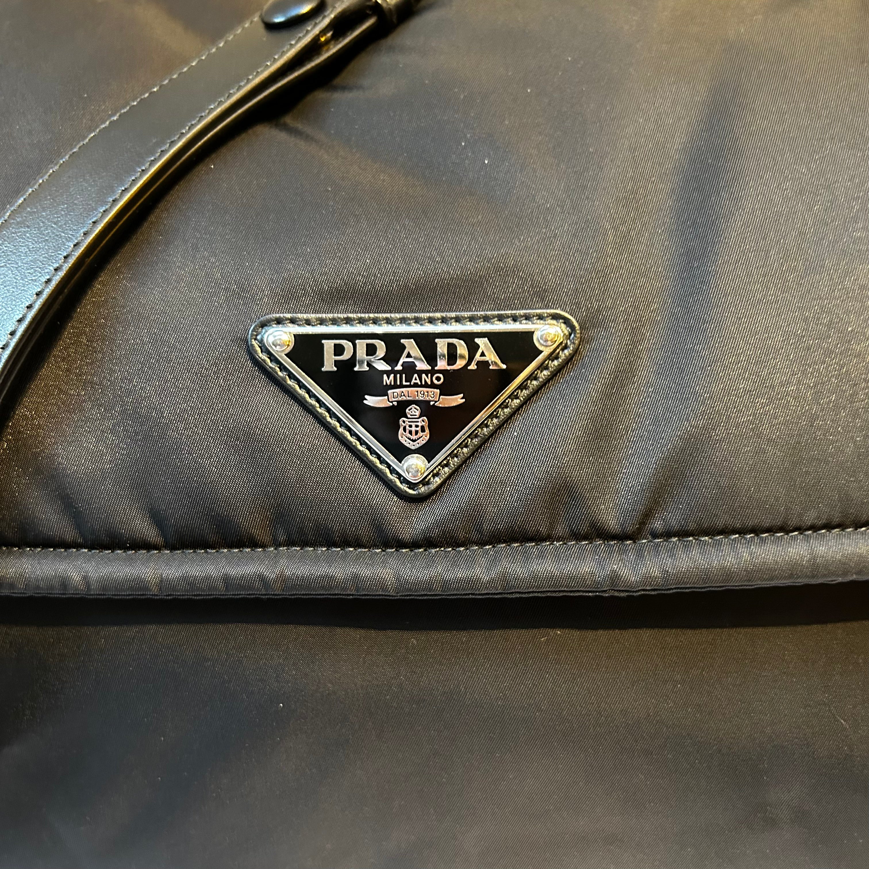 Prada £2100 Black re-Nylon Large Messenger Bag