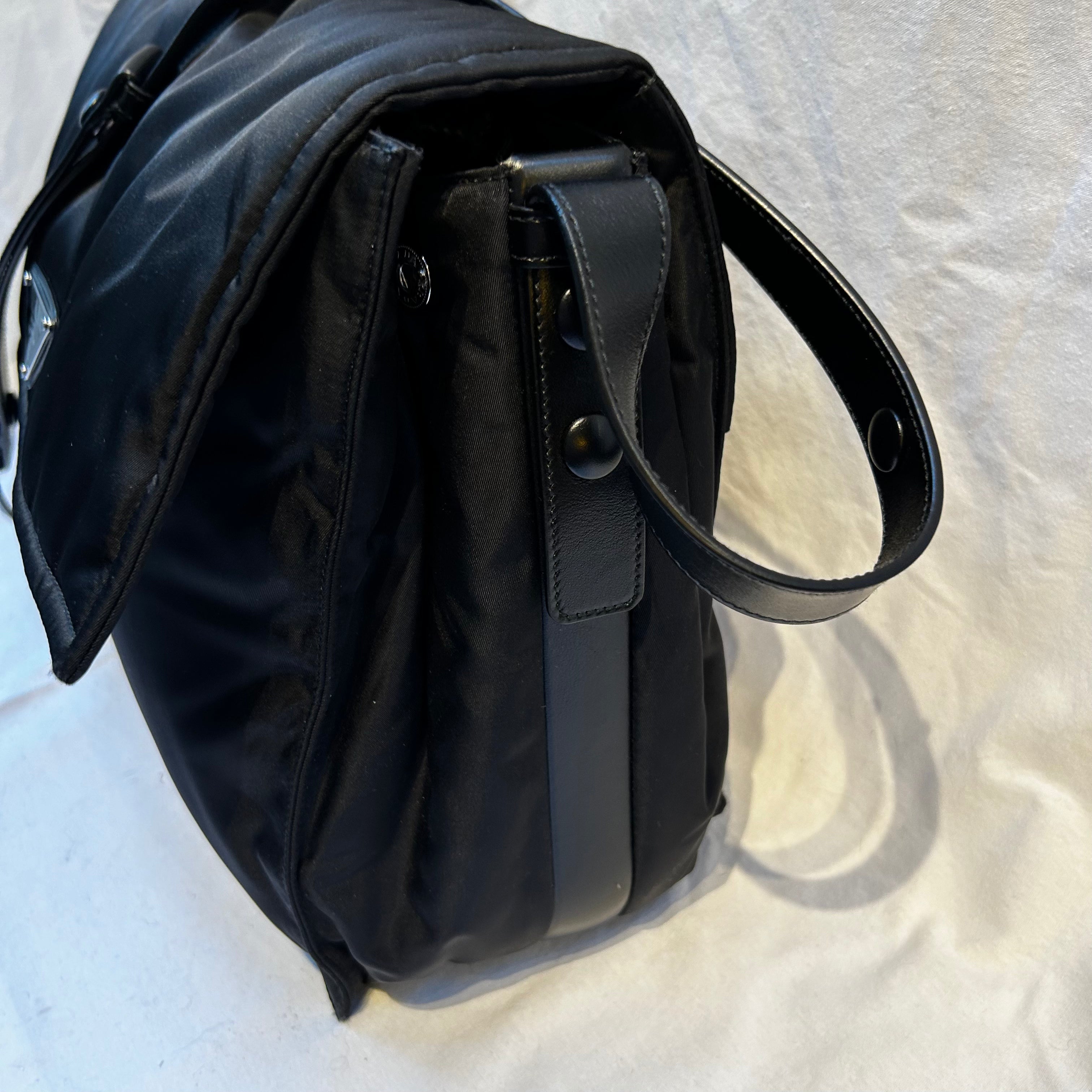 Prada £2100 Black re-Nylon Large Messenger Bag