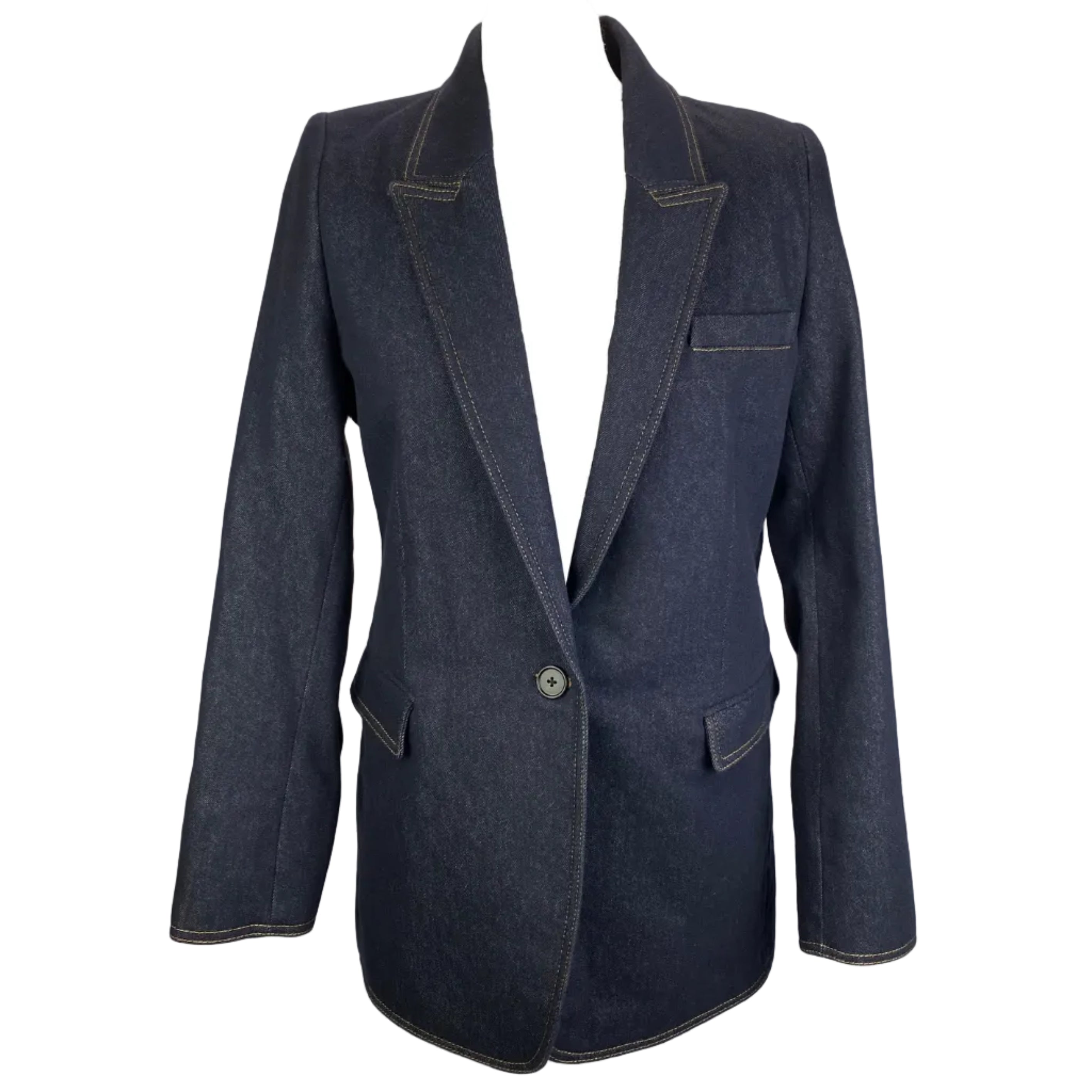Me&Em Dark Denim Topstitched Blazer M