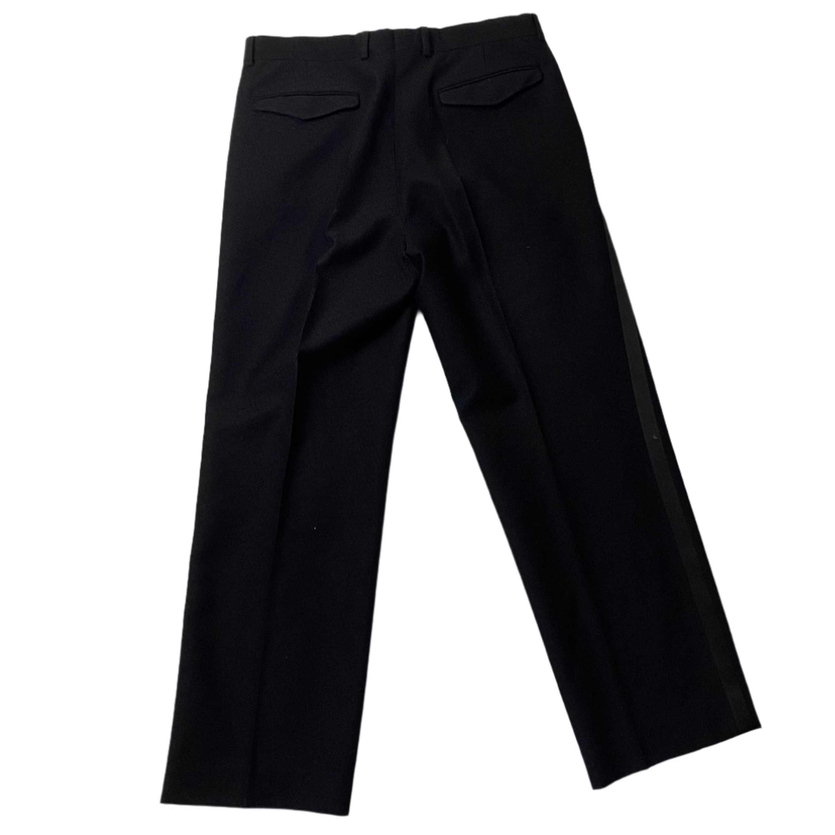 Dries Van Noten Black Wool Mix Jacquard Tuxedo Trousers L