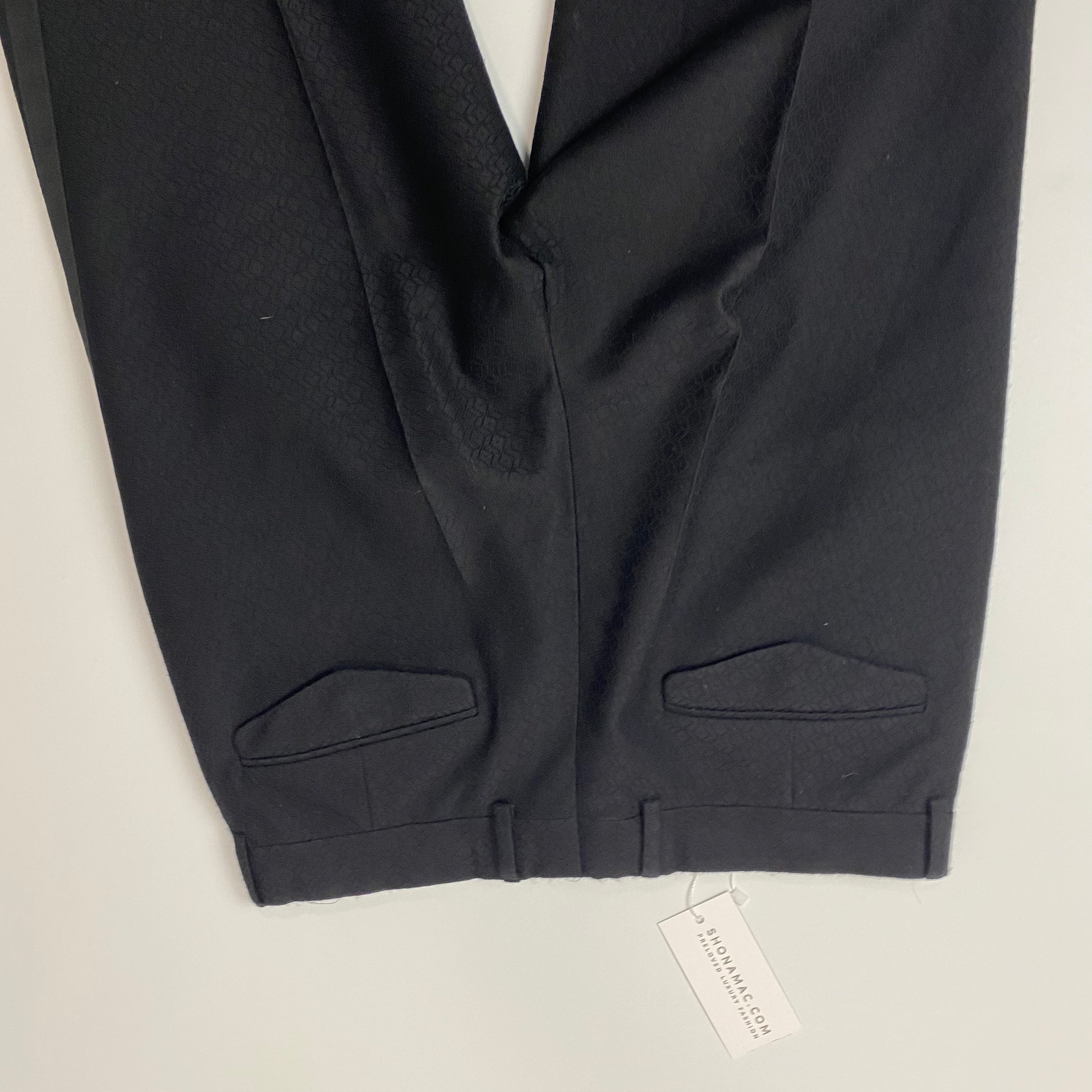 Dries Van Noten Black Wool Mix Jacquard Tuxedo Trousers L