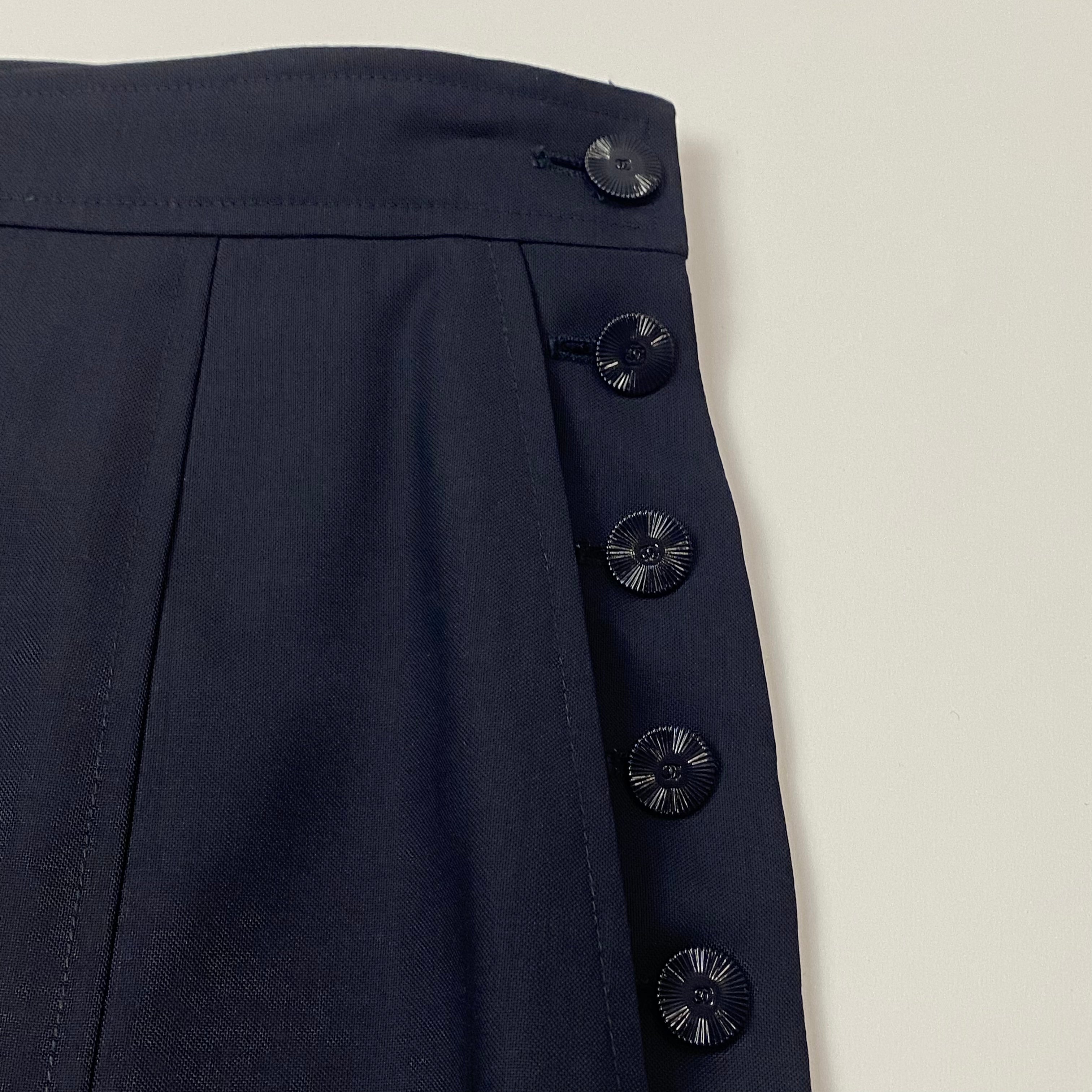 Chanel Navy Wool Crepe Sailor Trousers M