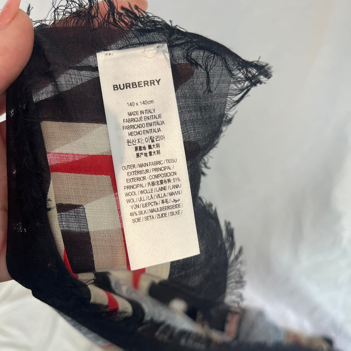 Burberry Brand New Grey Logo Wool & Silk Scarf