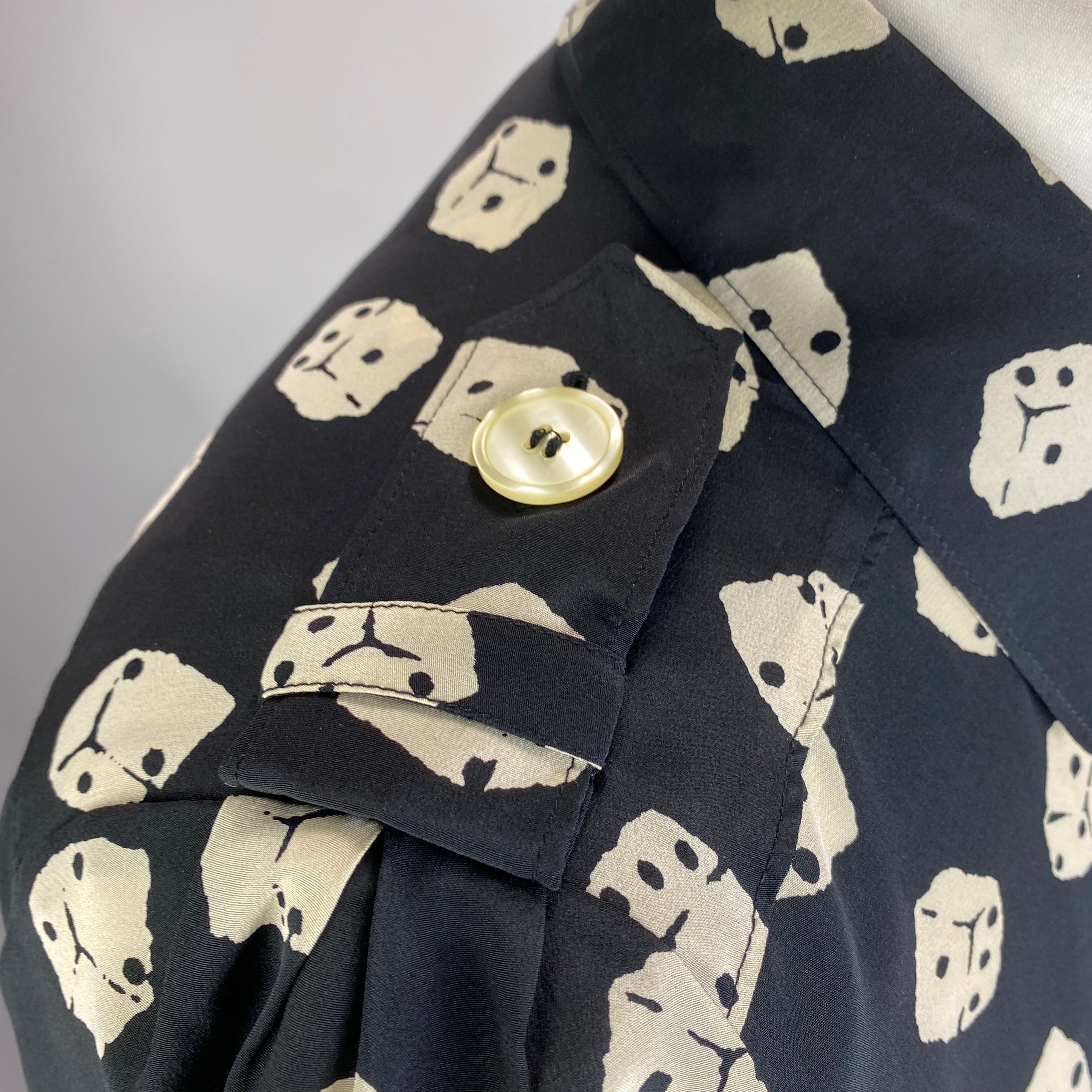 Moschino Black & Cream Dice Print Silk Shirtdress S