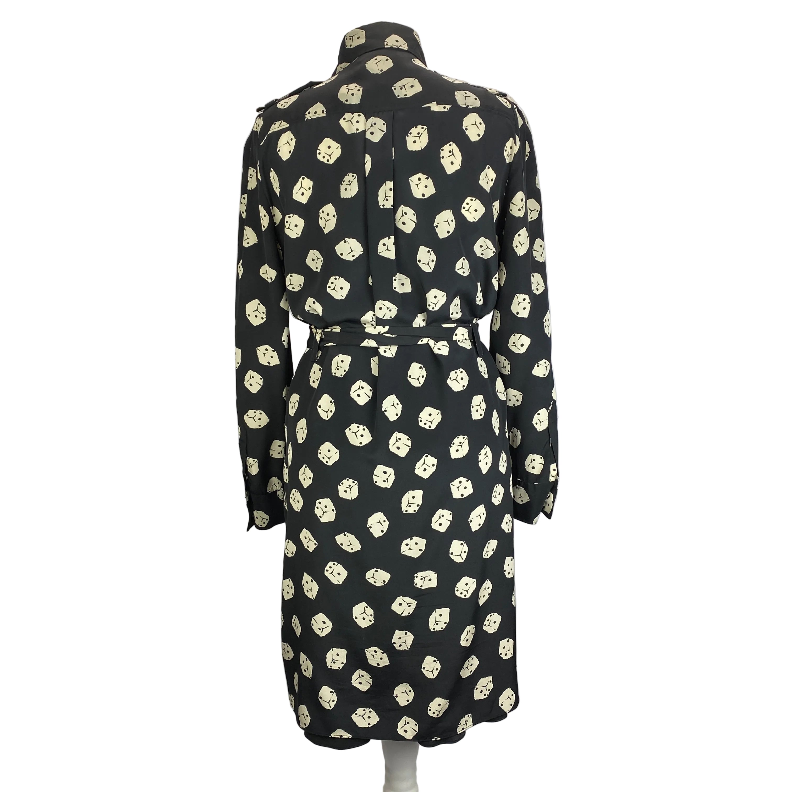 Moschino Black & Cream Dice Print Silk Shirtdress S