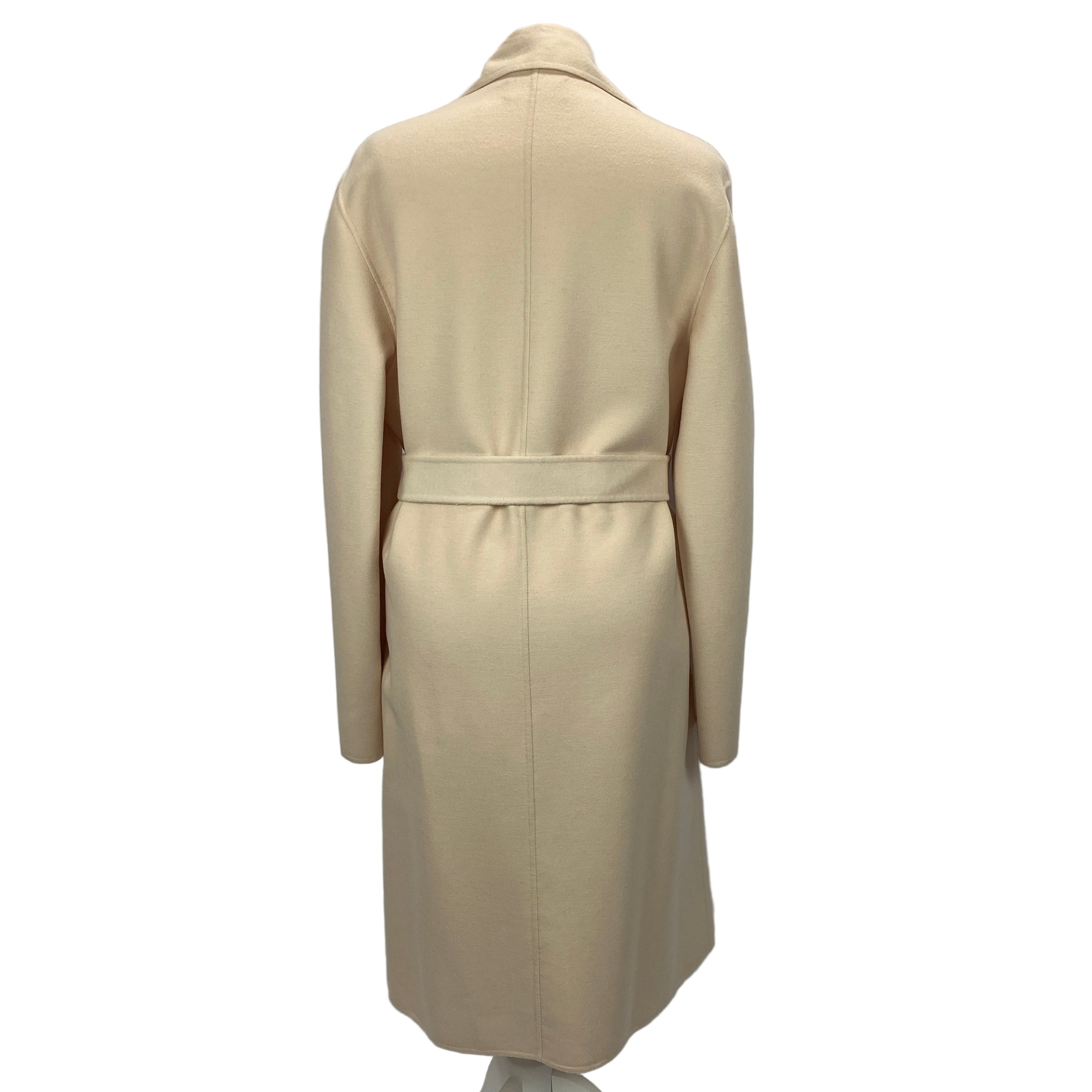 Joseph New £945 Cream Wool & Silk Belted Coat S