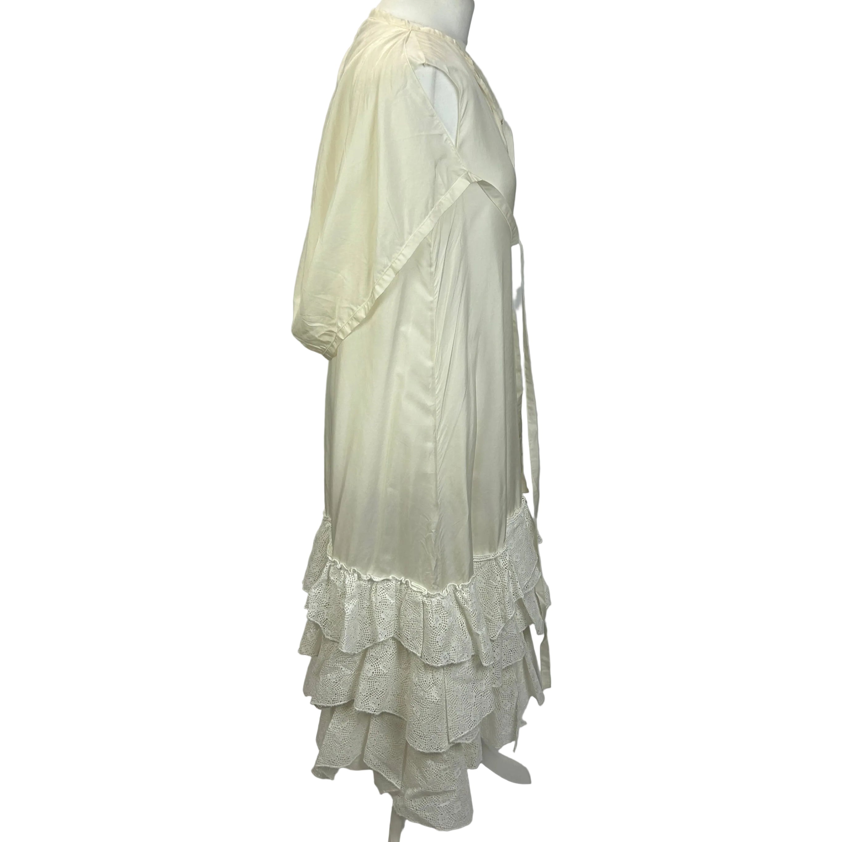 JW Anderson New Cream Silky Lace Trim Hooded Dress XS/S/M