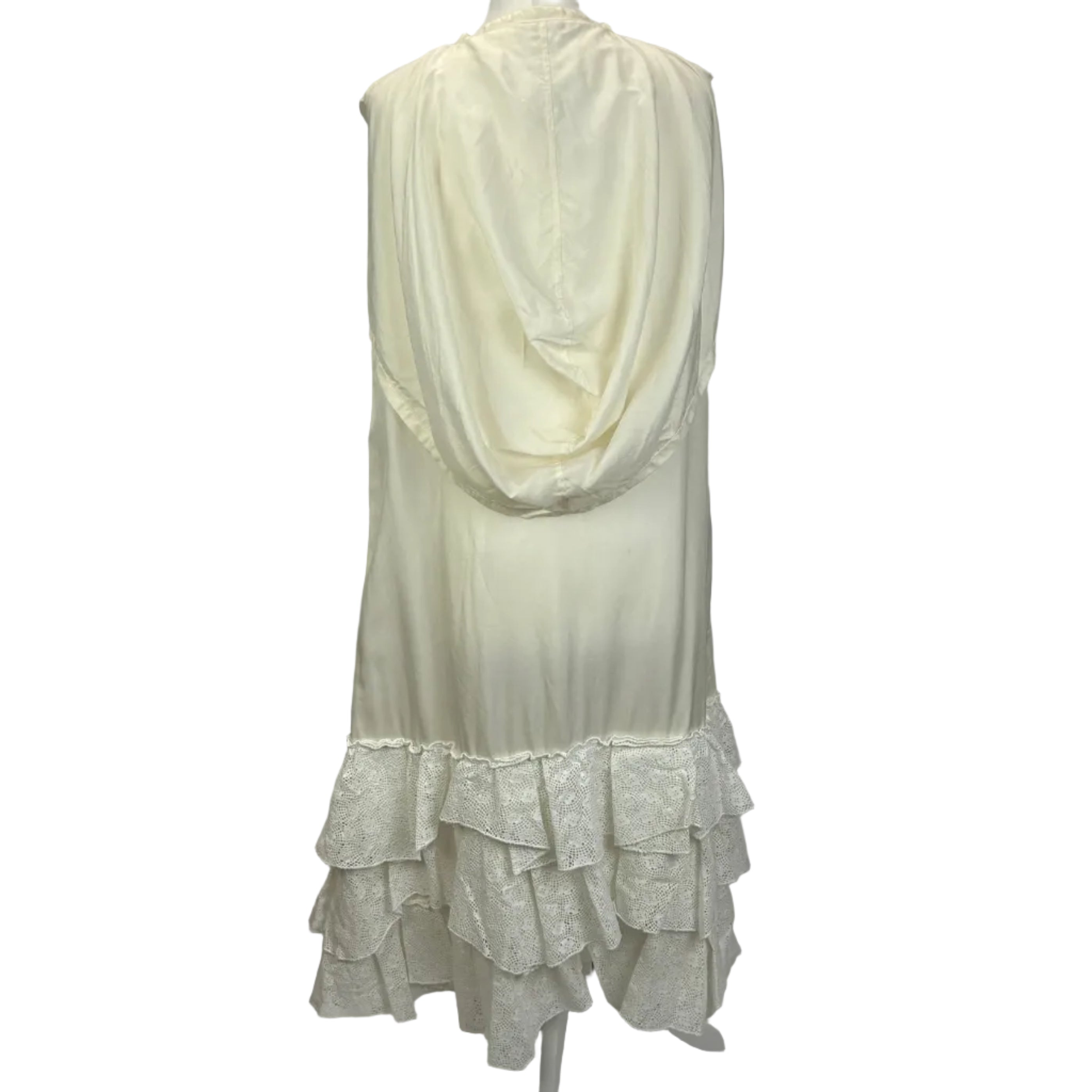 JW Anderson New Cream Silky Lace Trim Hooded Dress XS/S/M