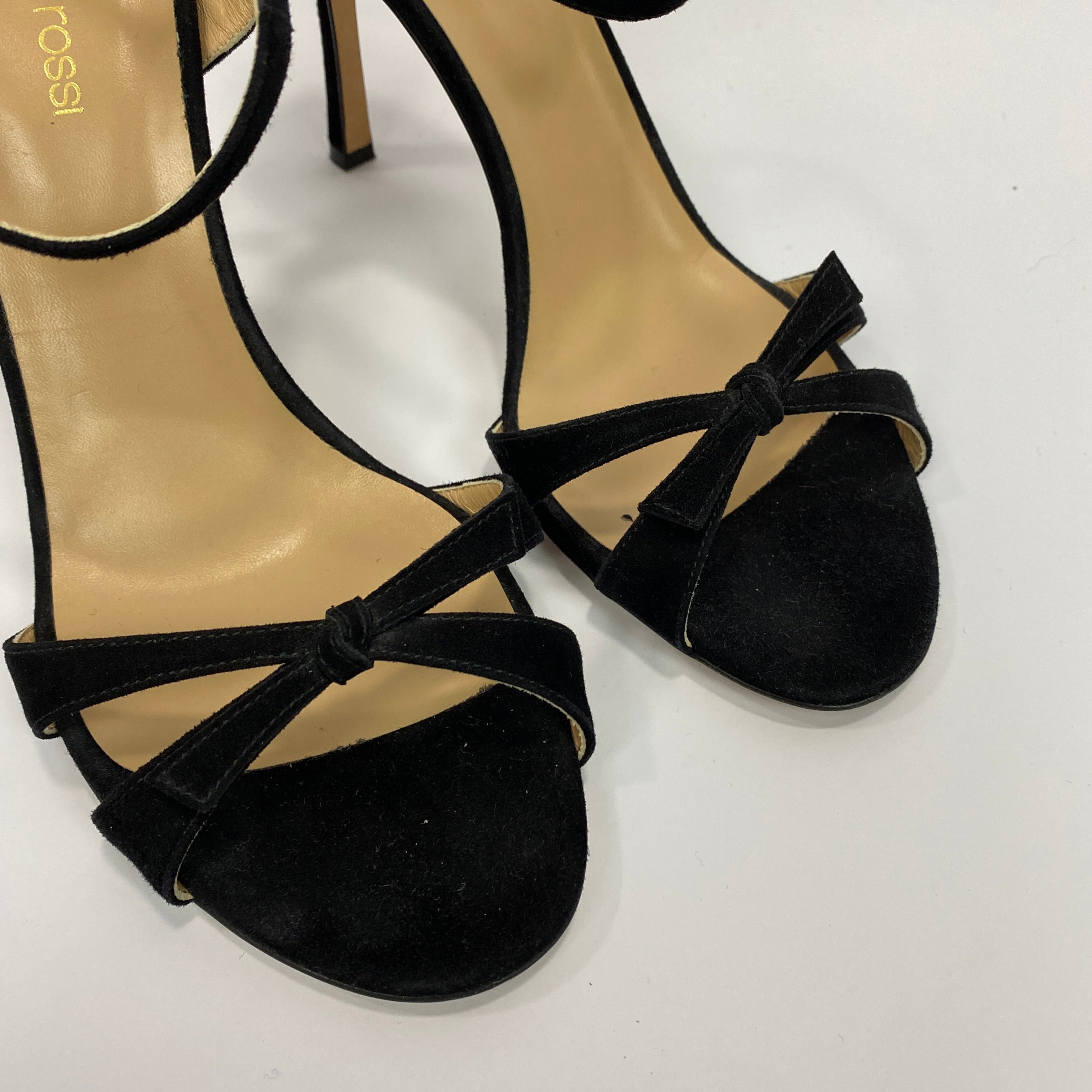 Sergio Rossi £750 Black Suede Strappy Evening Sandals 39