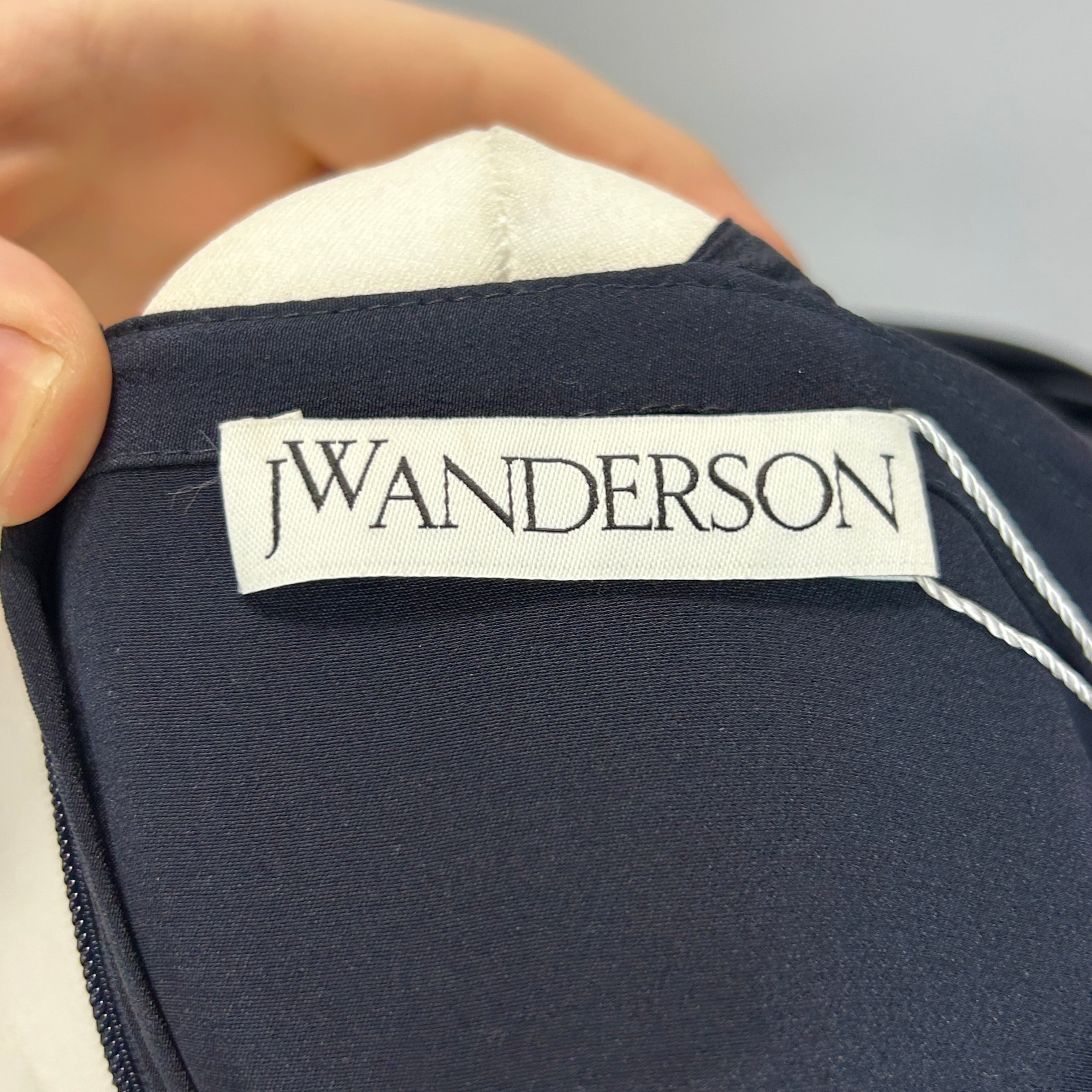 JW Anderson New Navy Silk Tie Sleeve Blouson Top XXS/XS/S/M