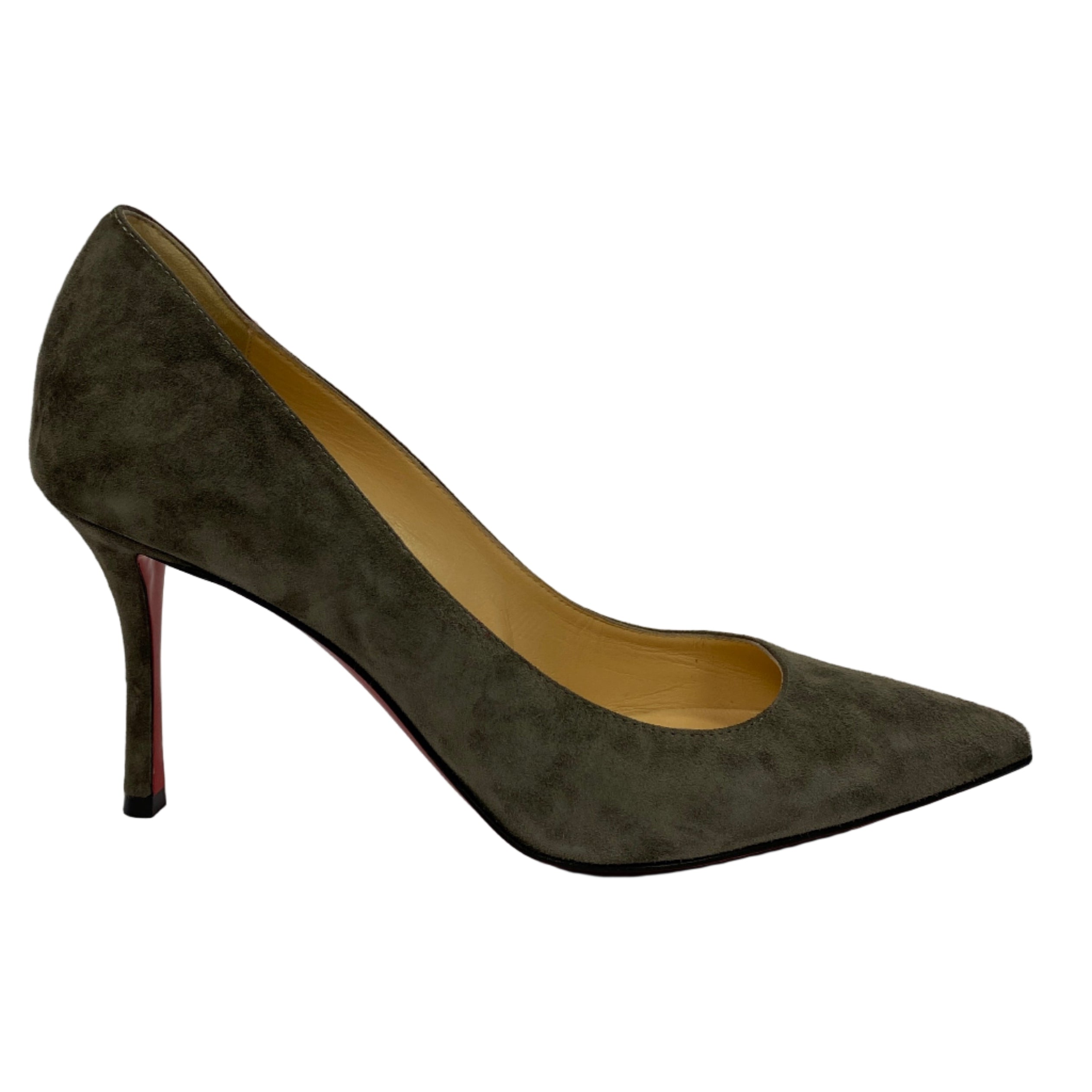 Christian Louboutin £470 Grey Suede Decoltish 85 Heels 36