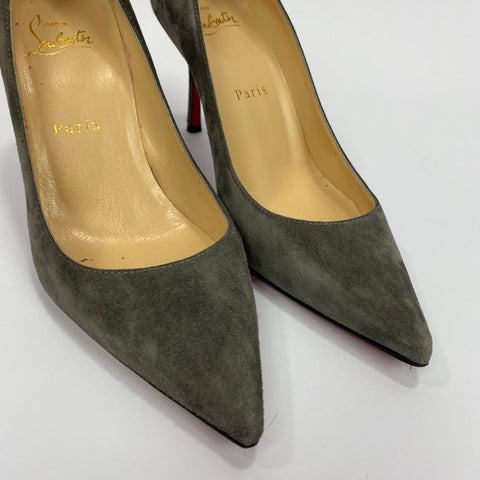 Christian Louboutin £470 Grey Suede Decoltish 85 Heels 36