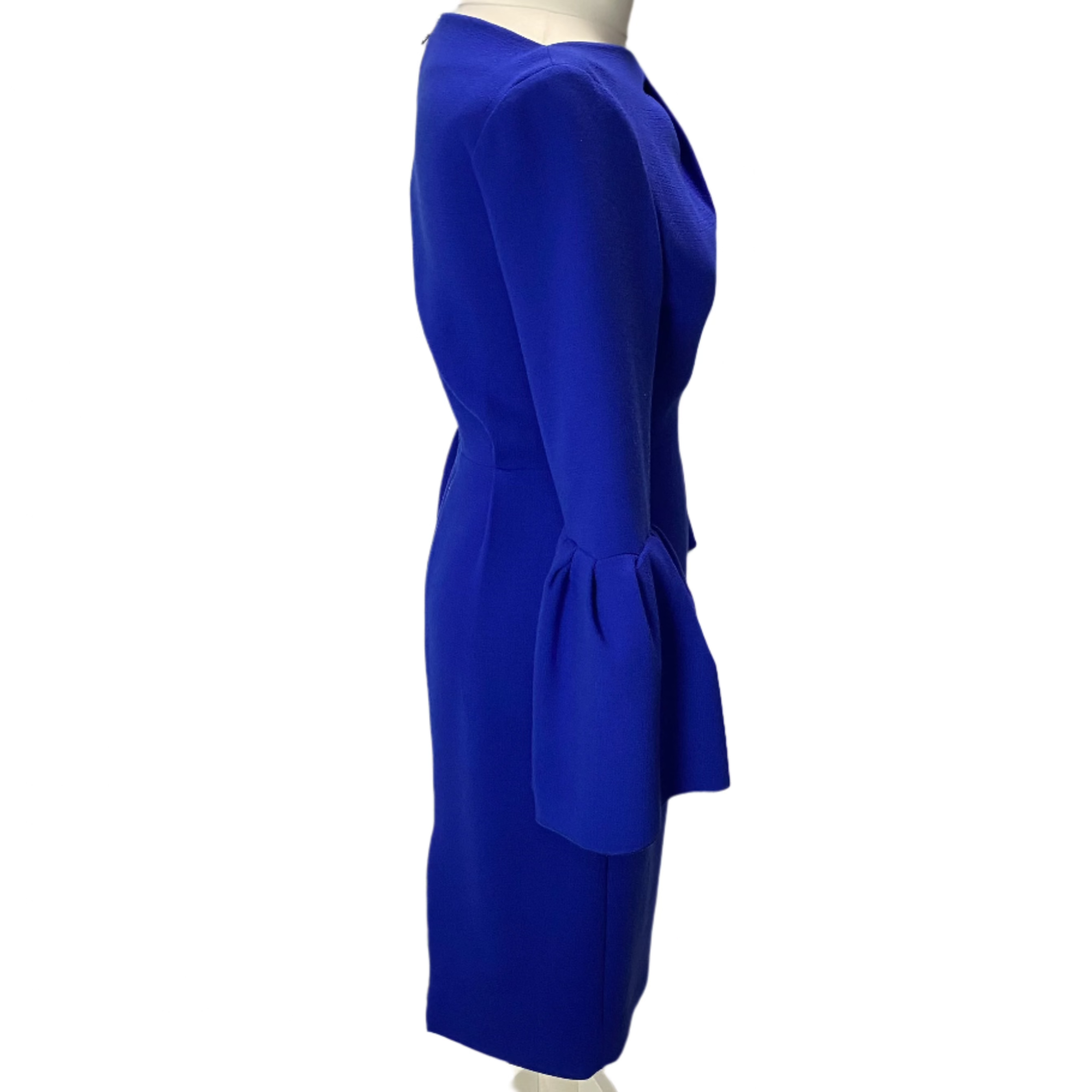 Roksanda Royal Blue Crepe Bell Sleeve Midi Dress S