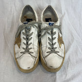 Golden Goose Deluxe White & Gold Hi Star Trainers 38