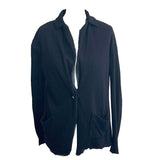 Lanvin Black Boiled Wool & Silk Chiffon Cardigan Jacket S