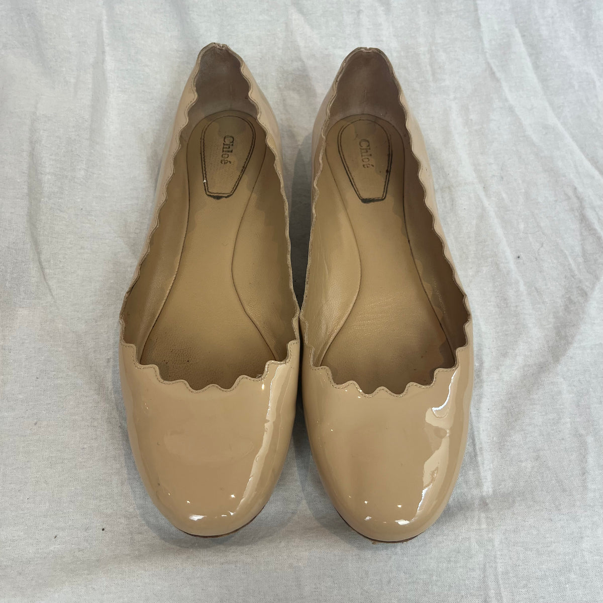 Chloe Vanilla Patent Leather Lauren Ballet Flats 38