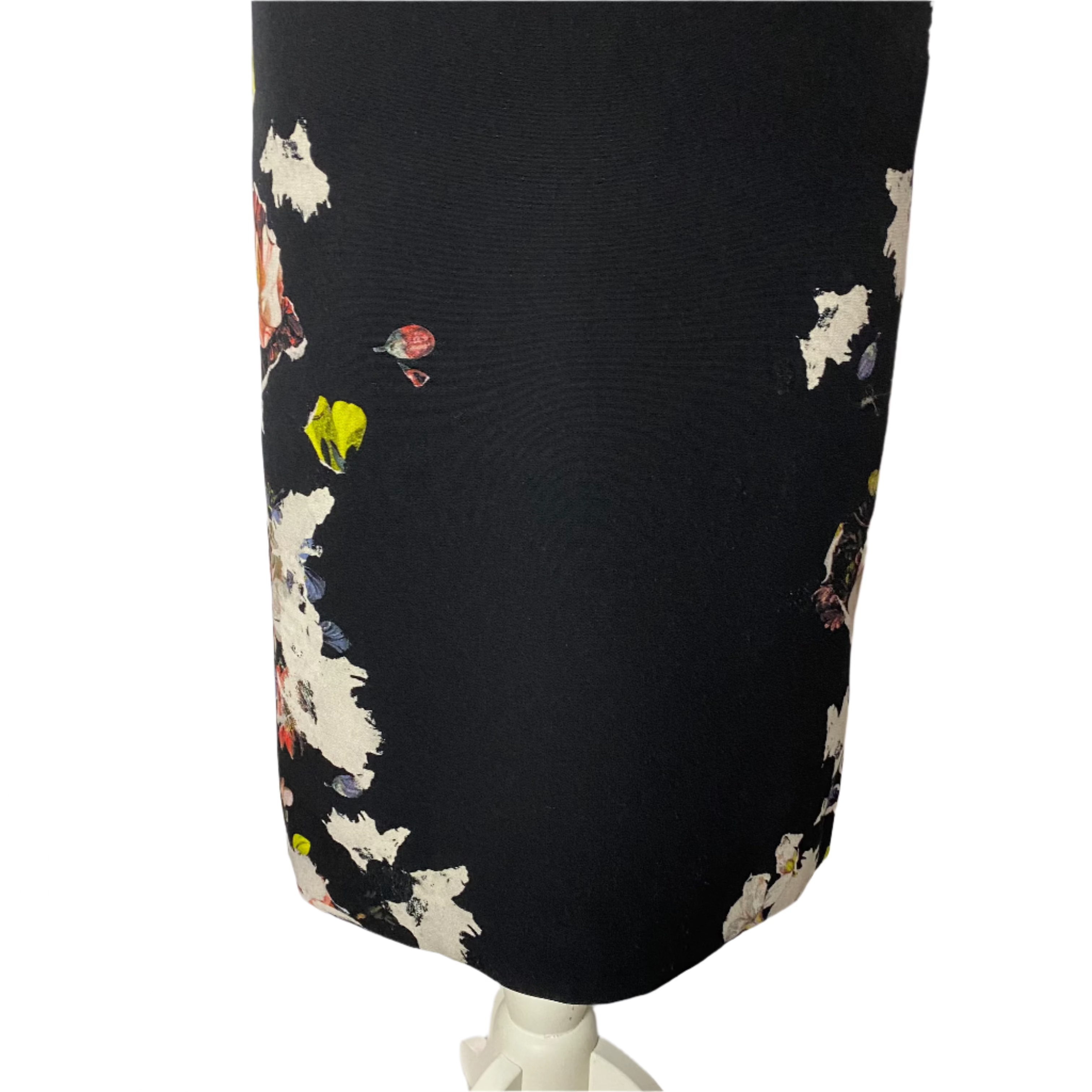 Erdem Black Floral Stretch Midi Dress XS