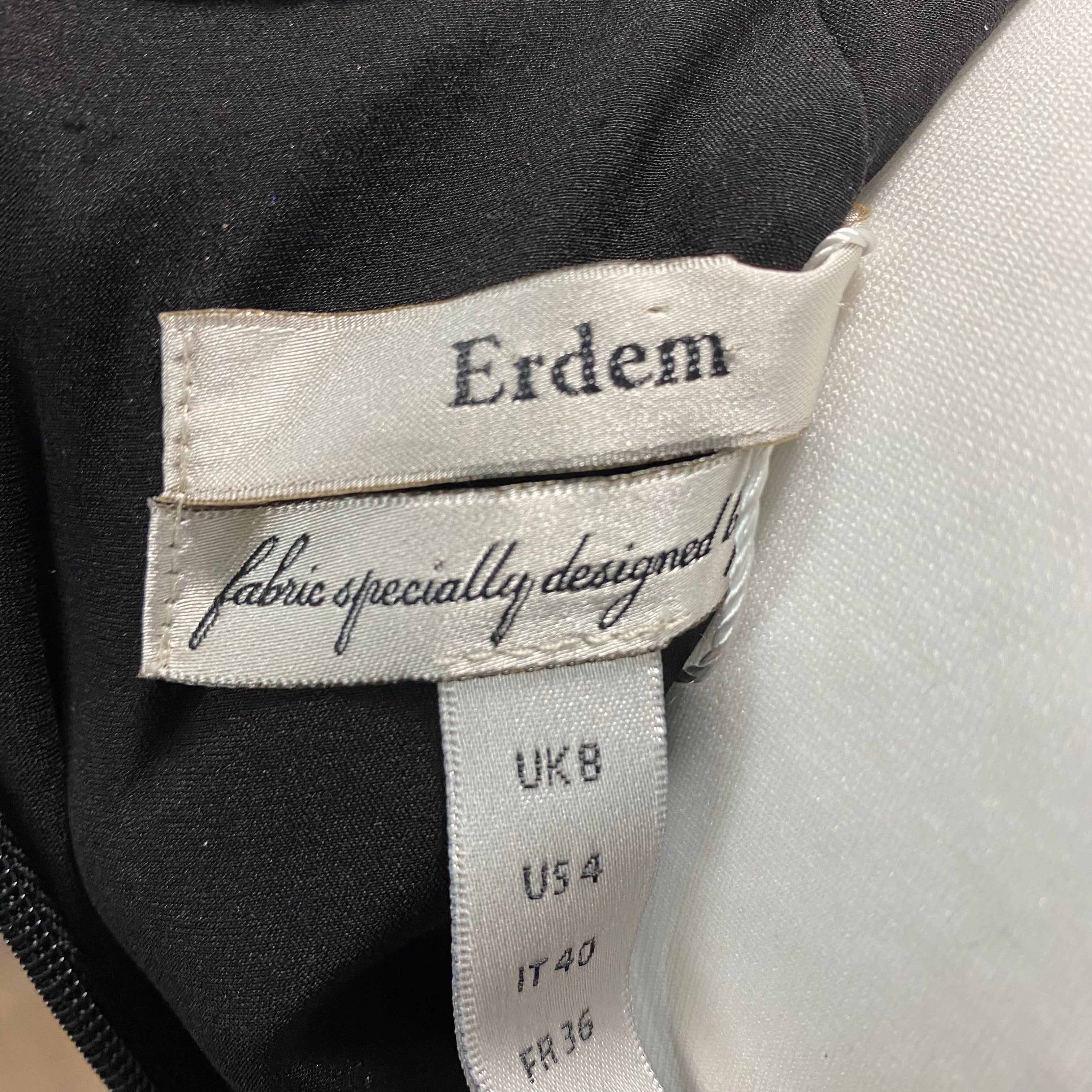 Erdem Black Floral Stretch Midi Dress XS