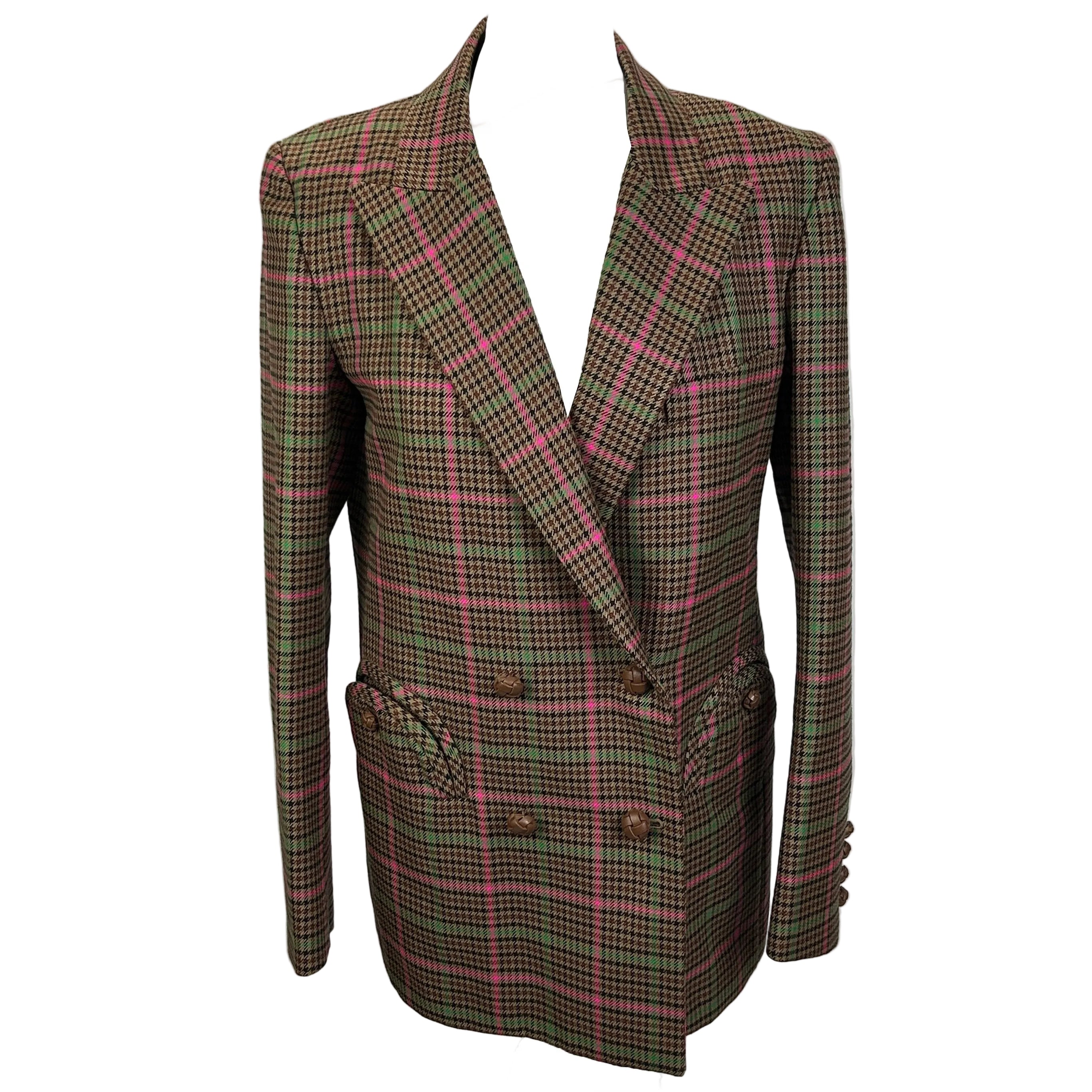 Blaze Milano £1450 POW Check Wool & Cotton Everynight Blazer XS/S