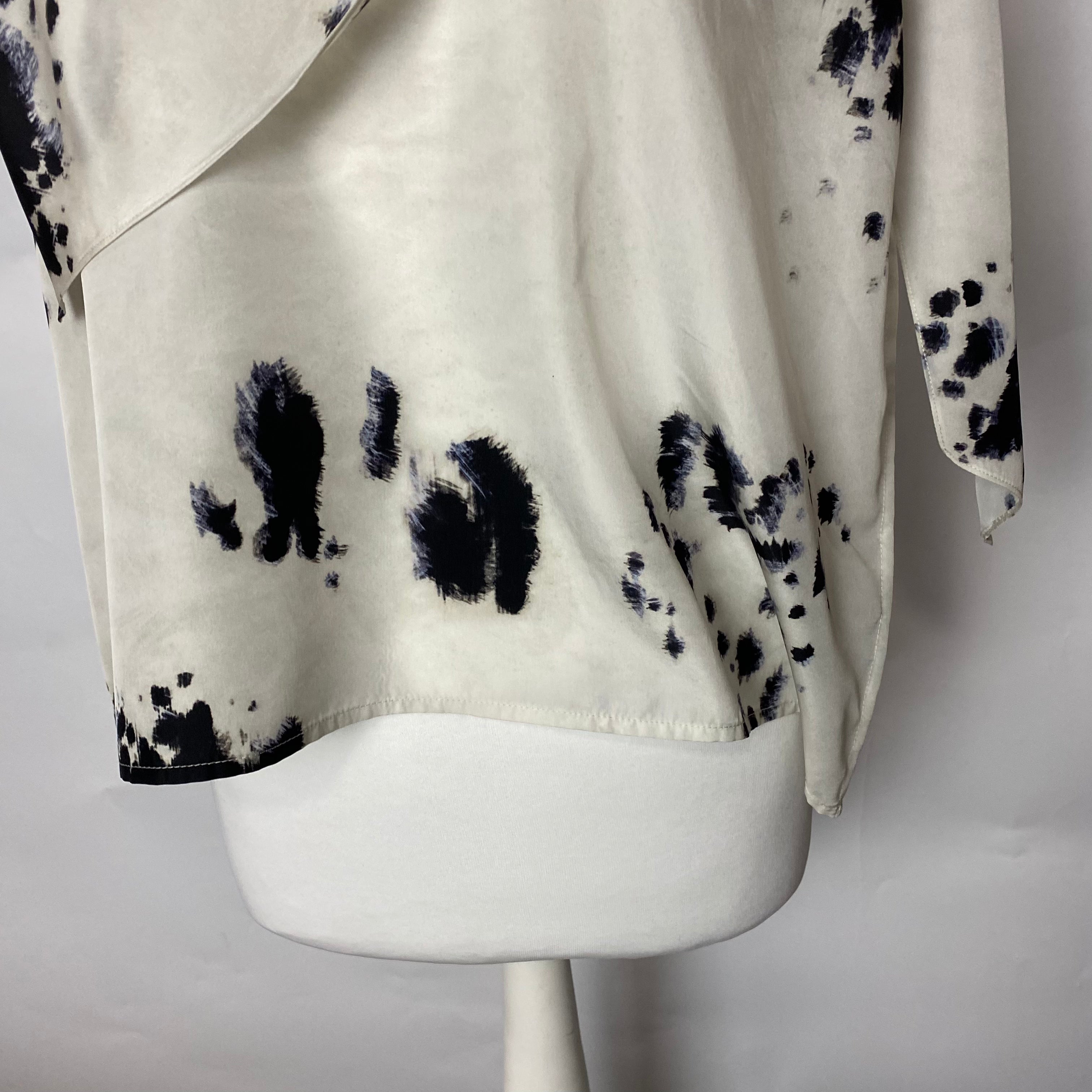 Lemaire Vanilla & Black Brushstroke Silk Mix Top S