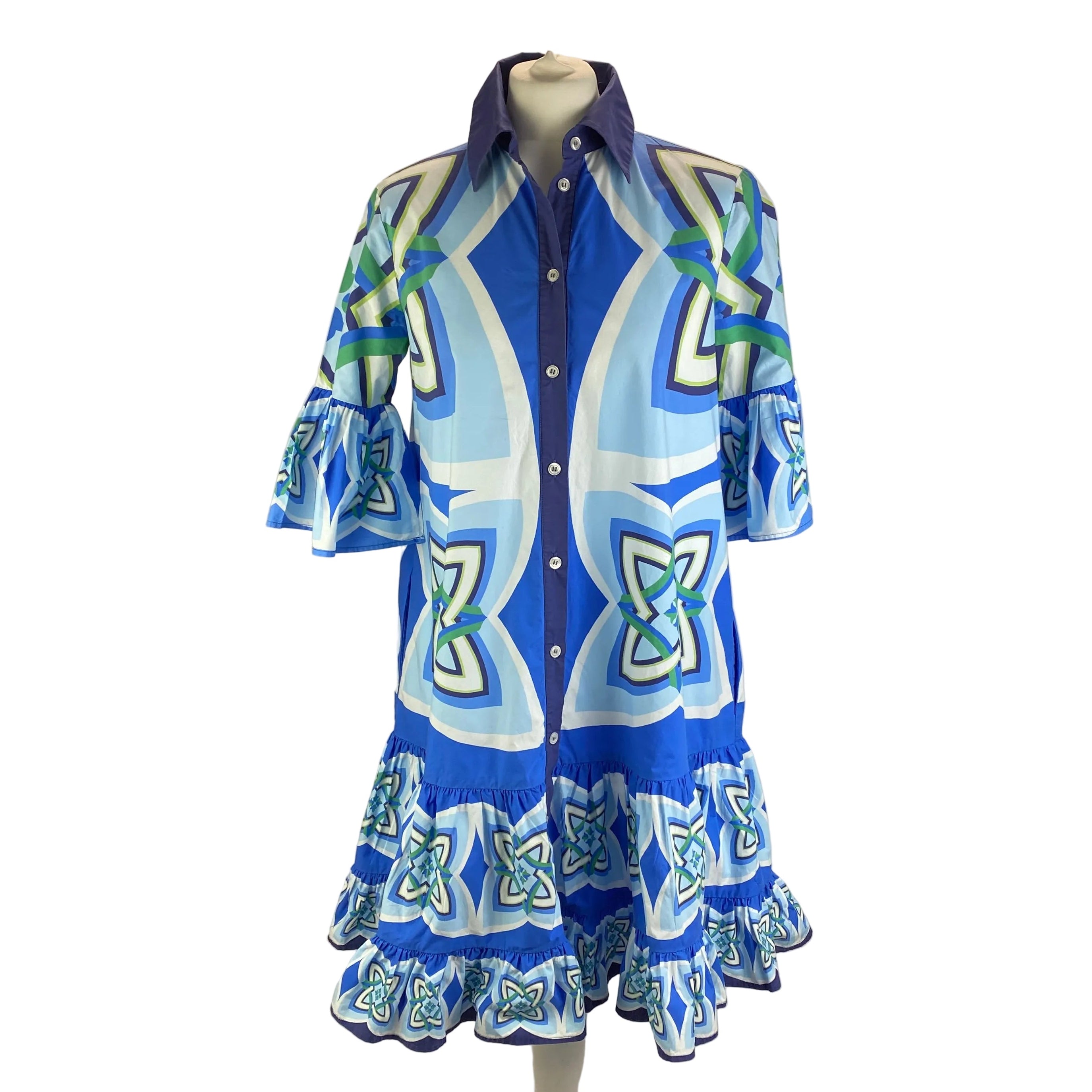 La Double J Shades of Blue Choux Cotton Poplin Dress XS