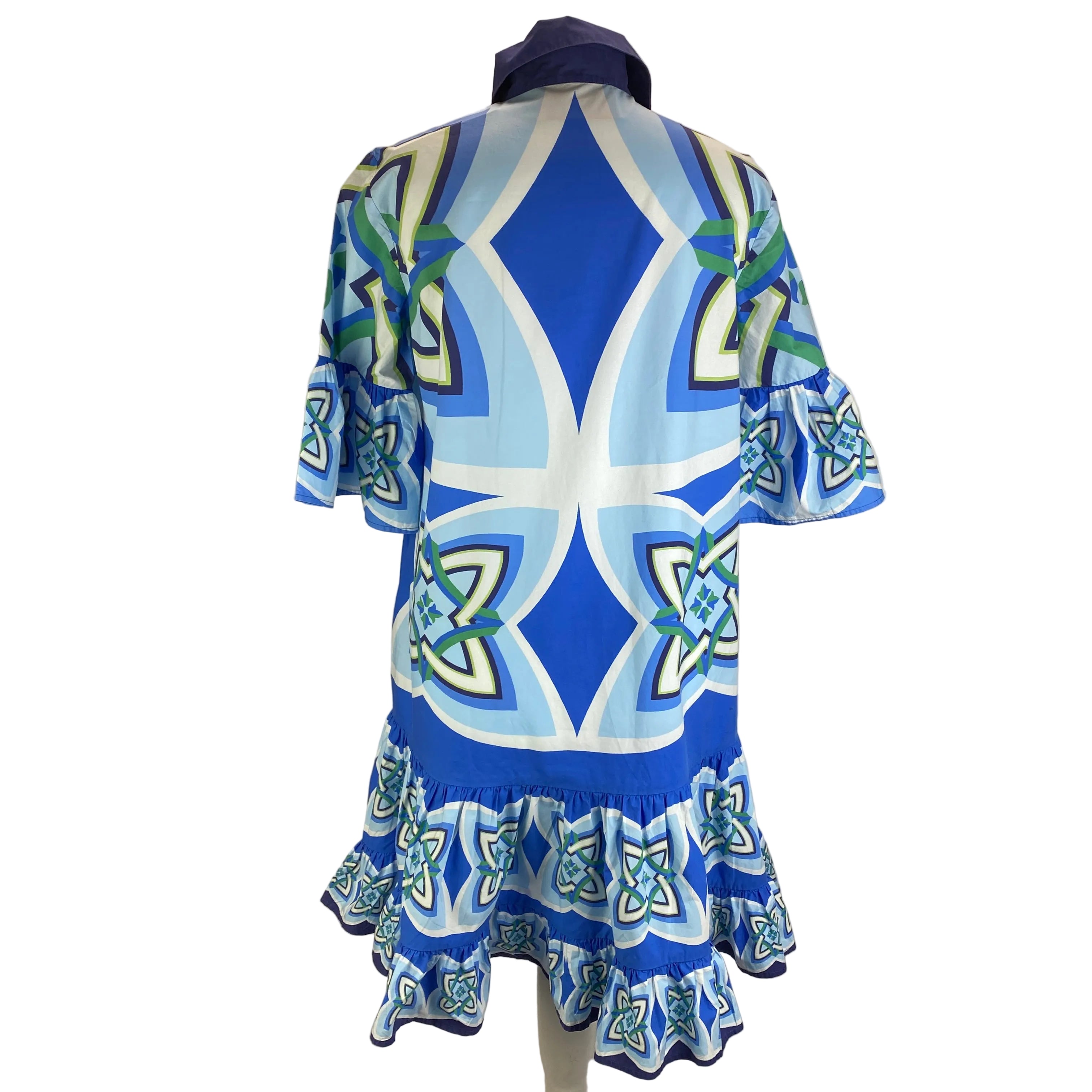 La Double J Shades of Blue Choux Cotton Poplin Dress XS