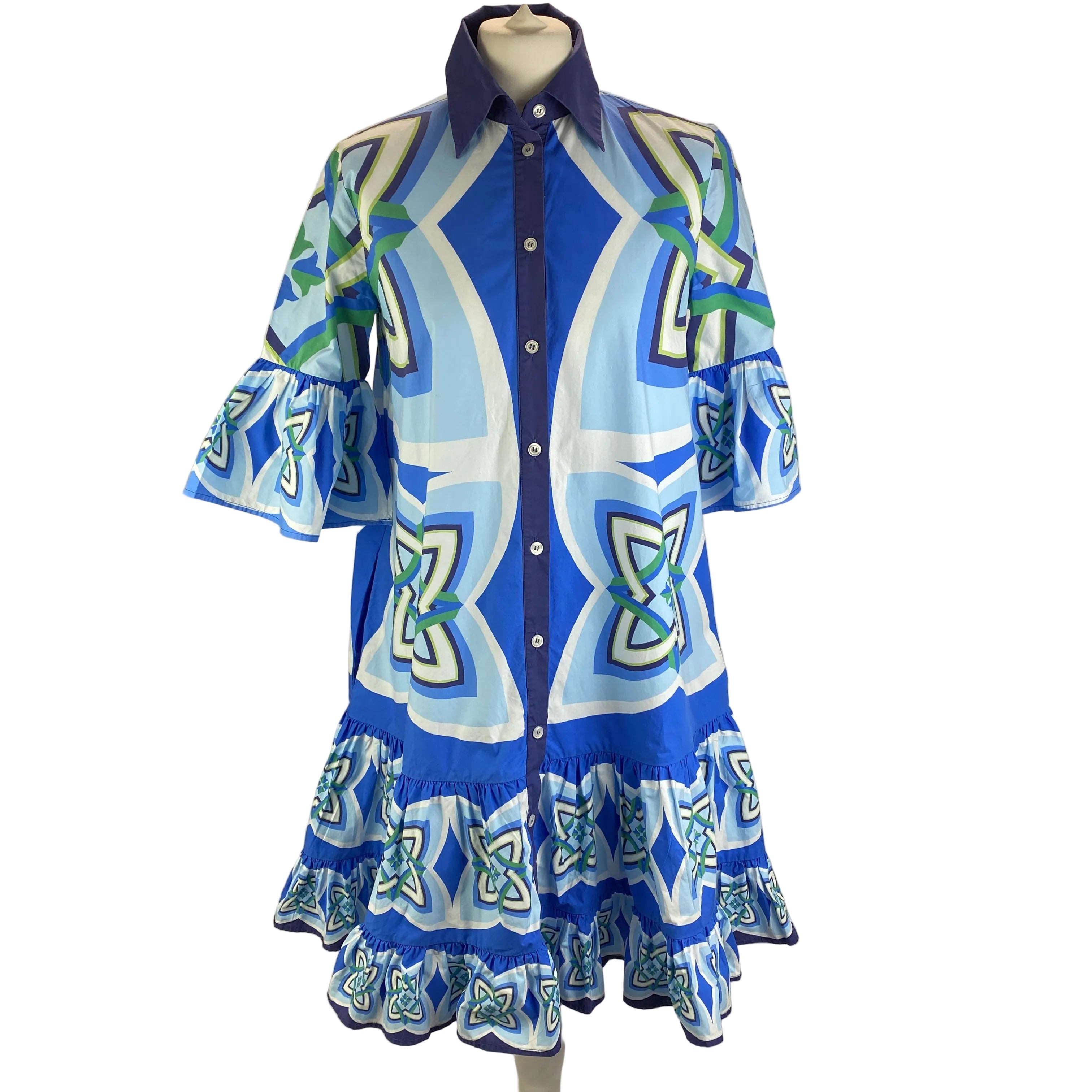 La Double J Shades of Blue Choux Cotton Poplin Dress XS