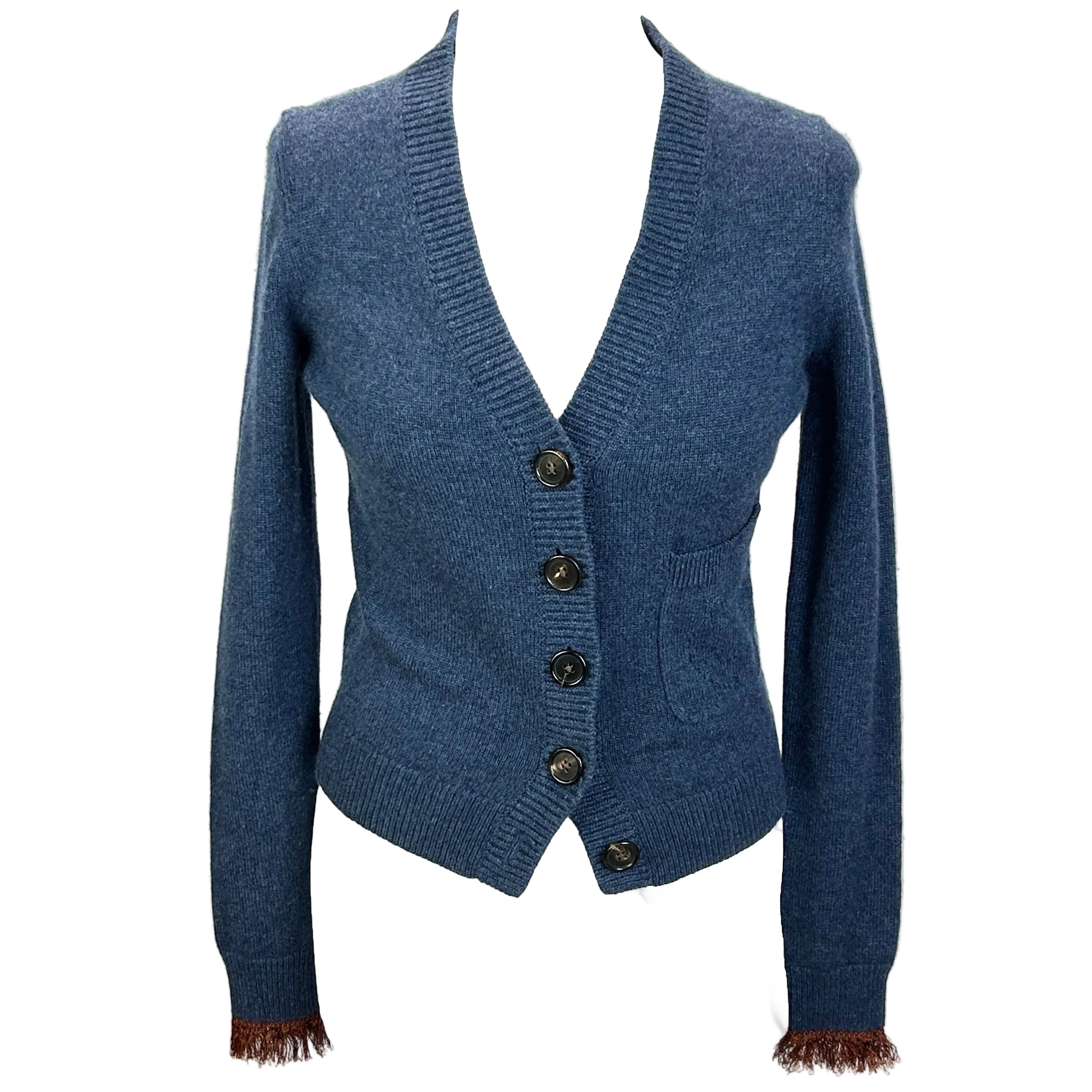 Chloe Denim Blue Cashmere Crop Cardigan S