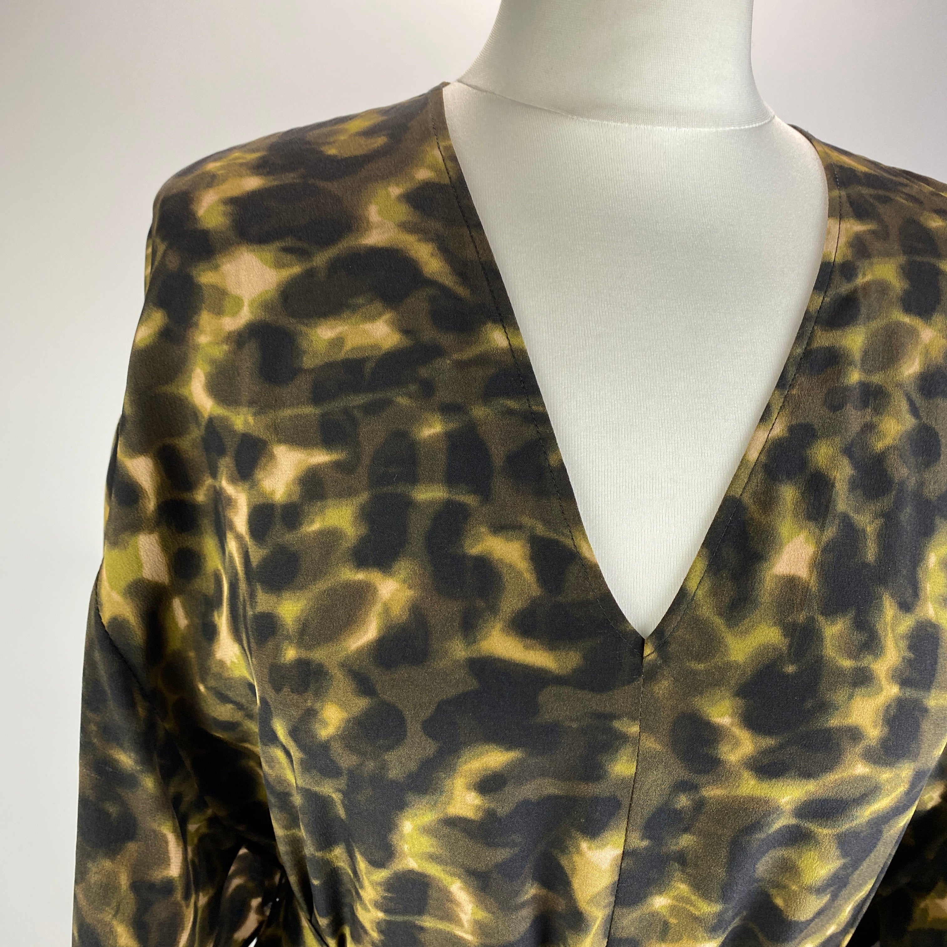 Stella McCartney Camo Print Silk Tiered Maxi Dress XXS/XS/S