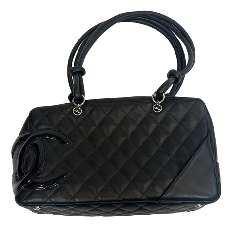 Chanel Cambon Ligne Bowler Bag in Quilted Black Calfskin Leather 2006-8