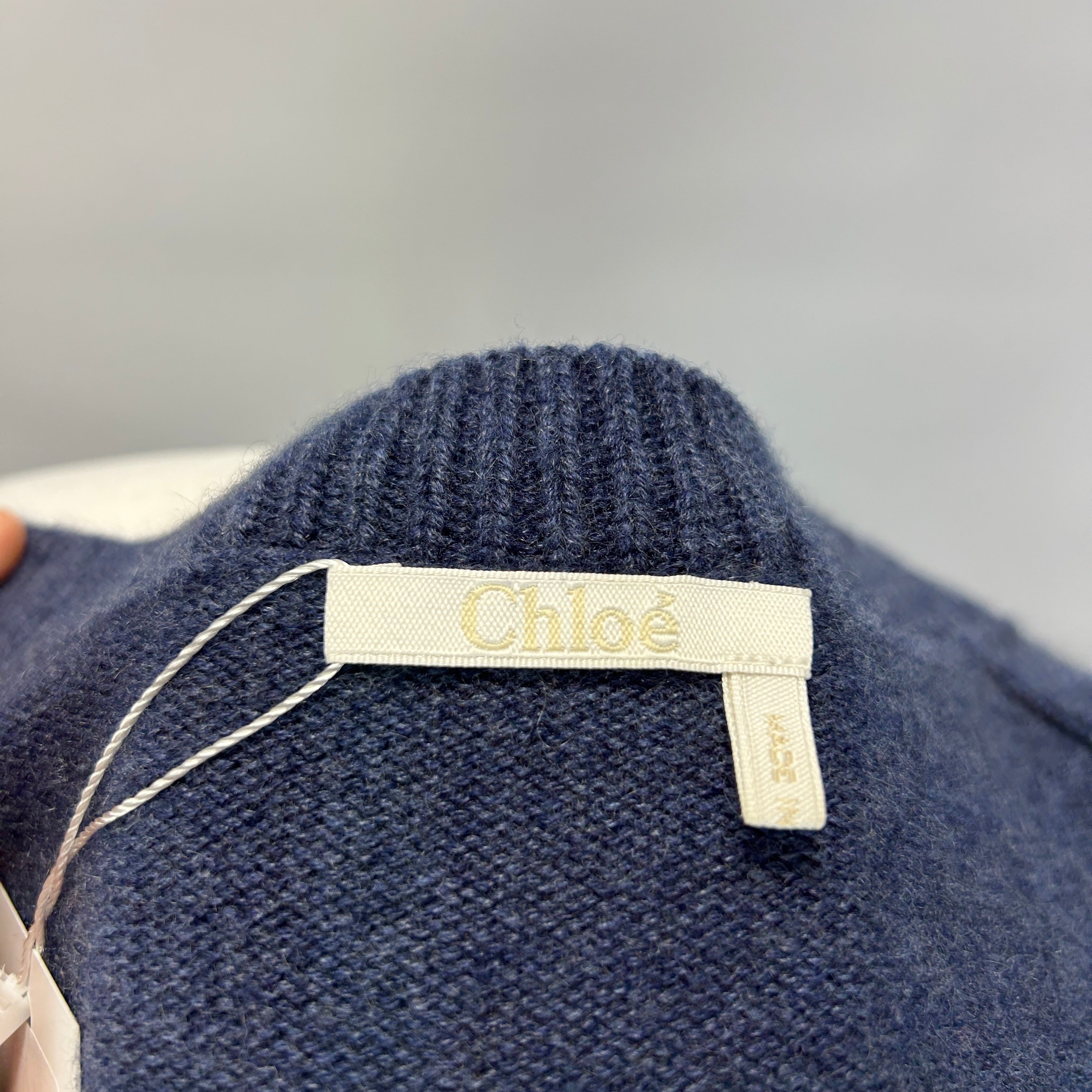 Chloe Denim Blue Cashmere Crop Cardigan S