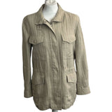 Loro Piana £2075 Beige Herringbone Linen Maxi Traveller Jacket XS