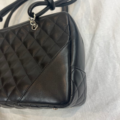 Chanel Cambon Ligne Bowler Bag in Quilted Black Calfskin Leather 2006-8