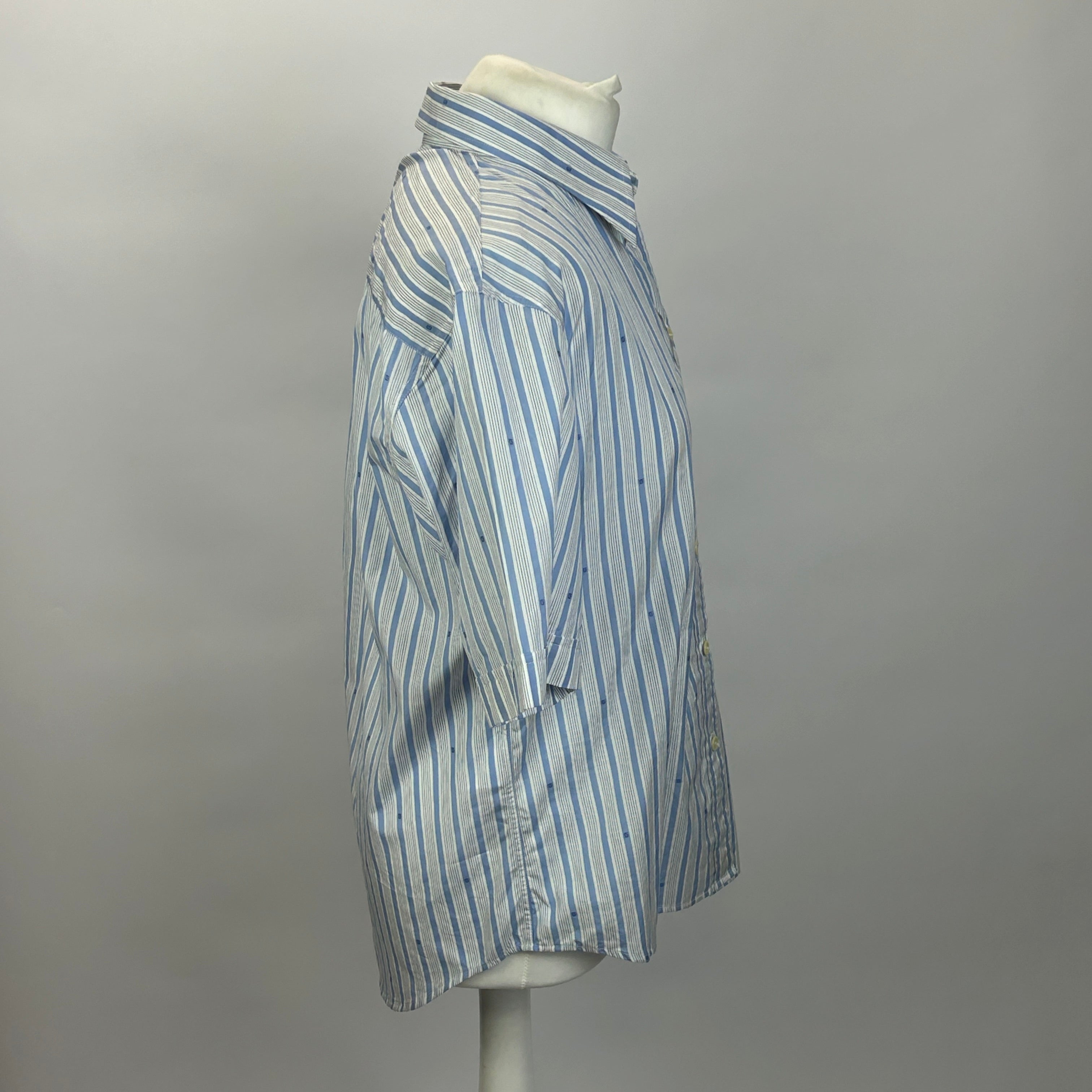 Gucci £523 Blue Stripe Cotton G Shirt with Embroidered Pocket XXS/XS/S