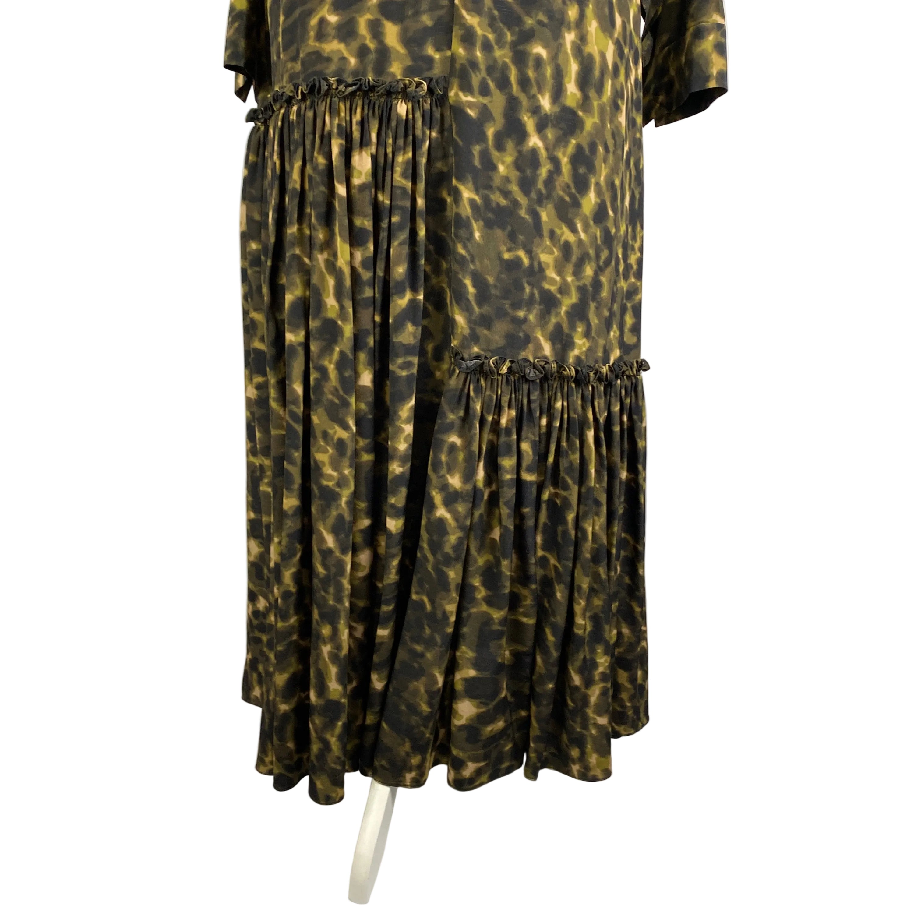 Stella McCartney Camo Print Silk Tiered Maxi Dress XXS/XS/S