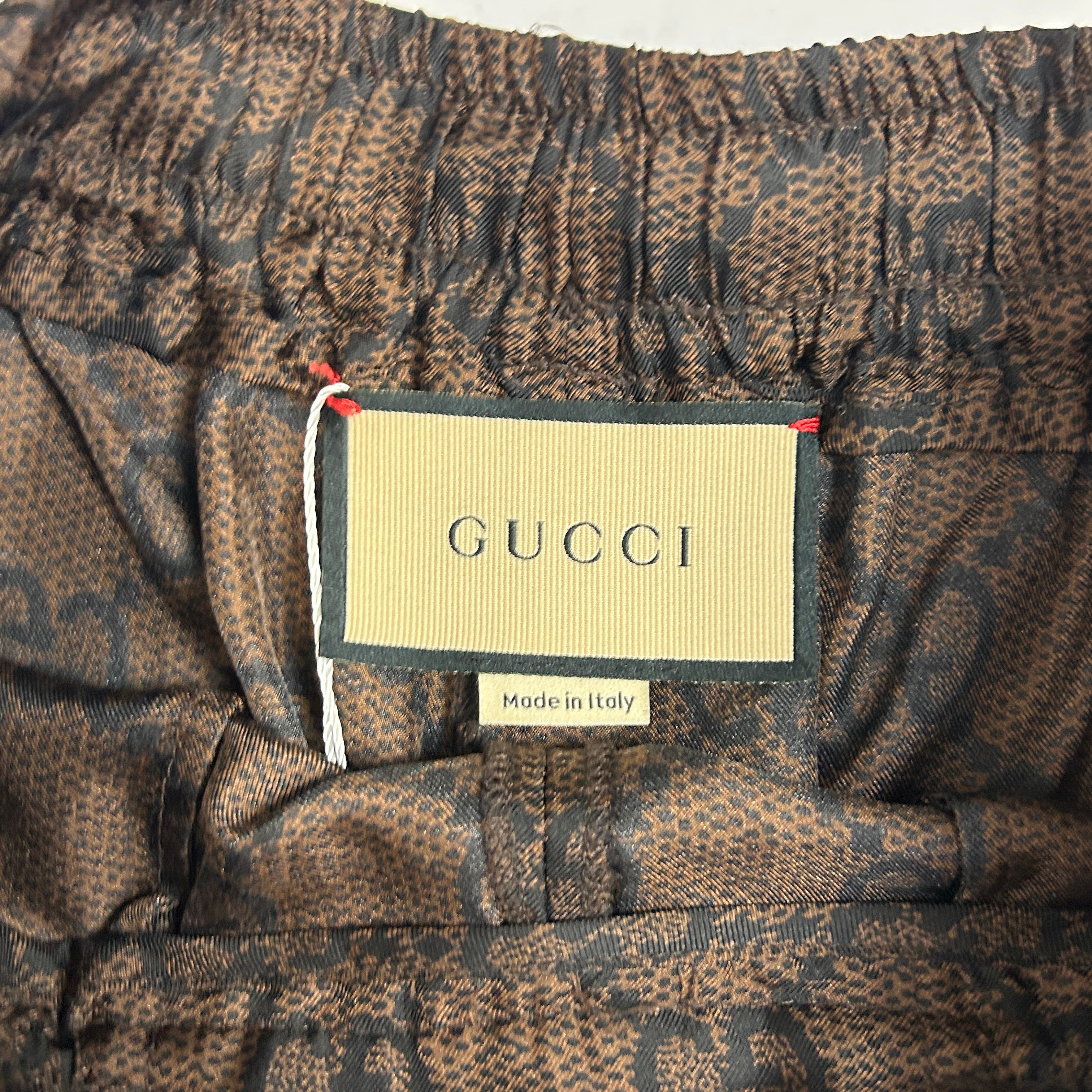 Gucci Brown GG Monogram Silk Side Stripe Track Pants XS