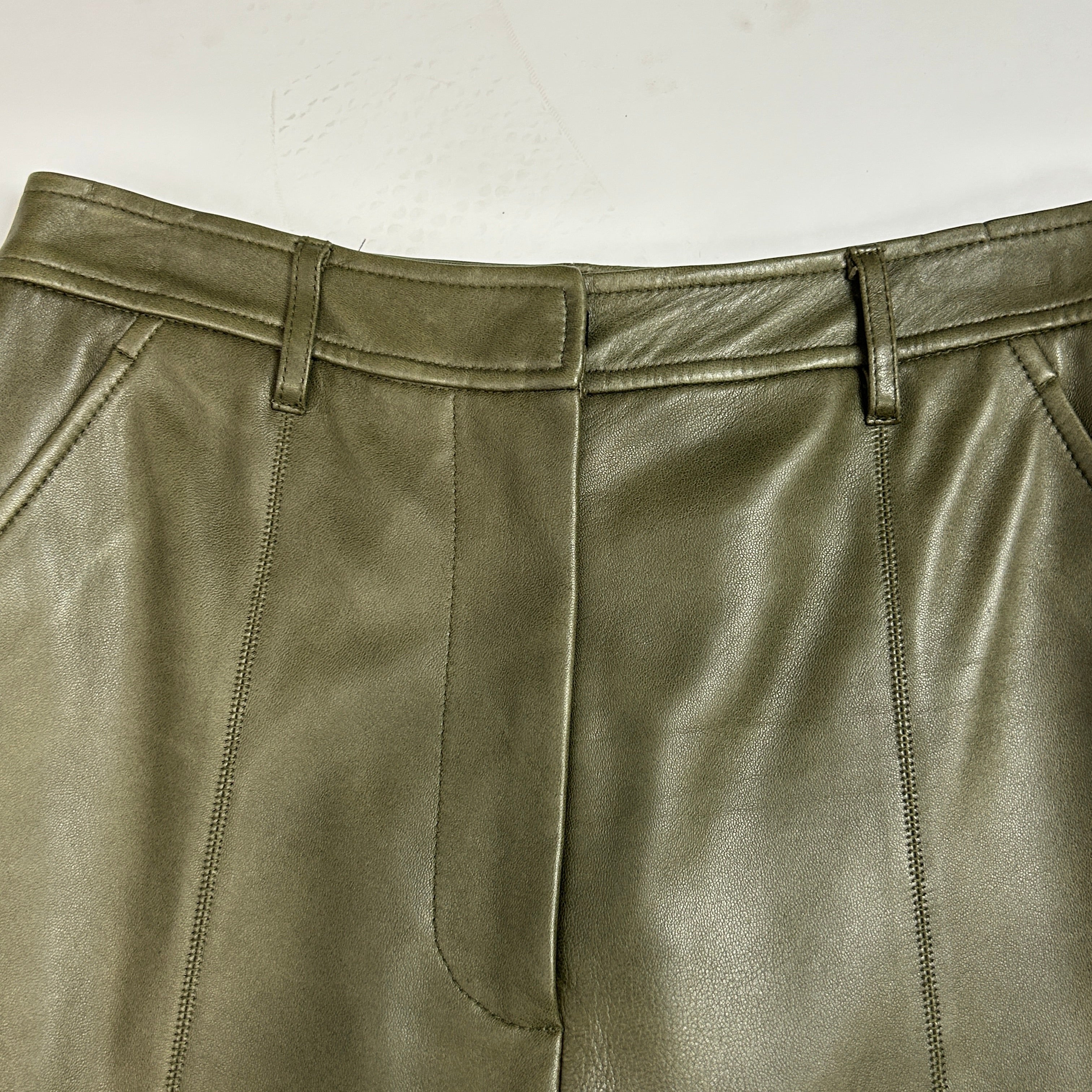 Jason Wu £995 Olive Lambskin Crop Trousers XXS