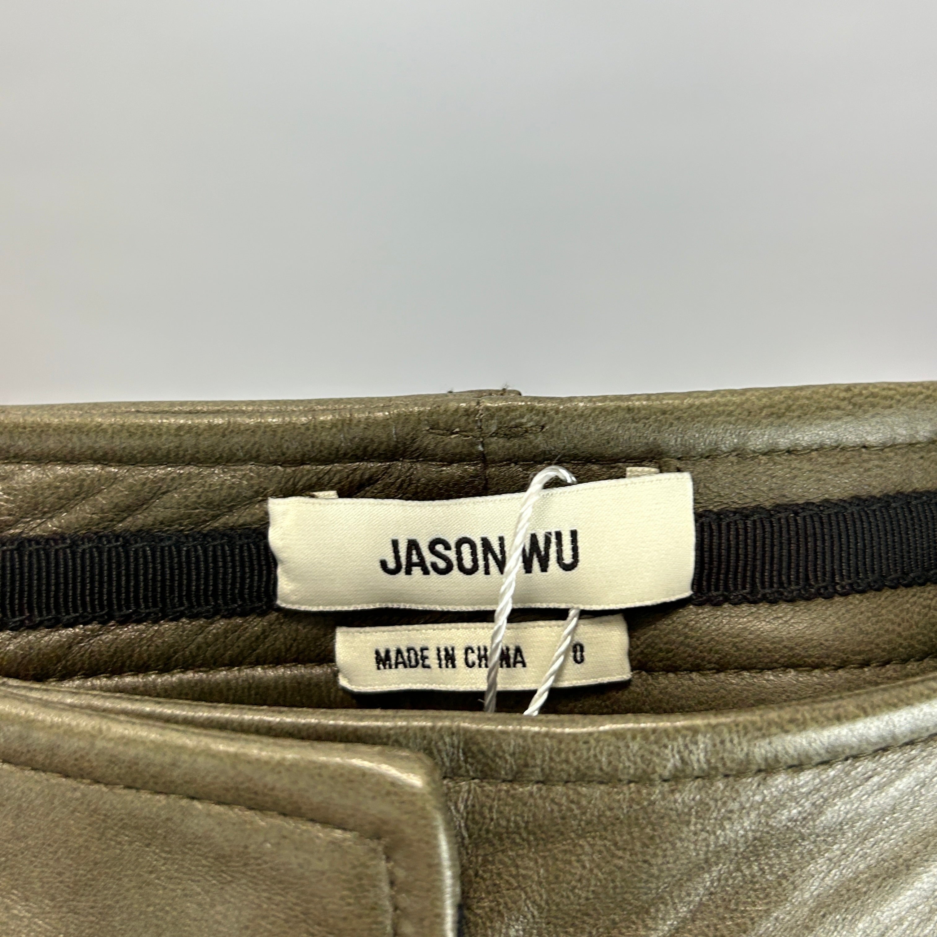 Jason Wu £995 Olive Lambskin Crop Trousers XXS