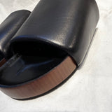 Celine Phoebe Philo Black Padded Leather Flatbed Sandals 40
