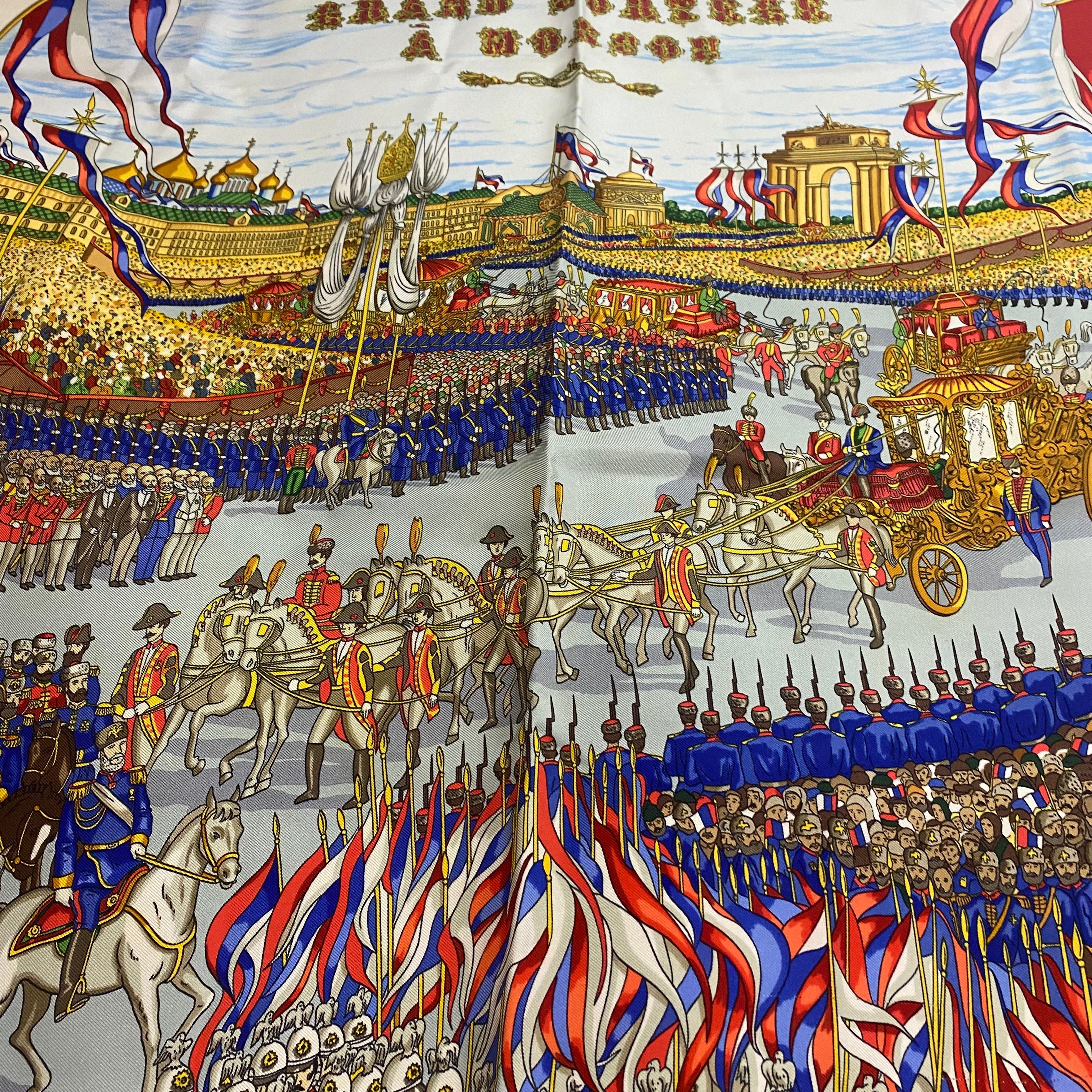 Hermes Rare Raspberry & Cream Grande Cortege au Moscou Scarf