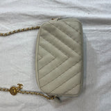 Chanel SS12 Deep Cream Topstitched Chevron Mini Shoulderbag