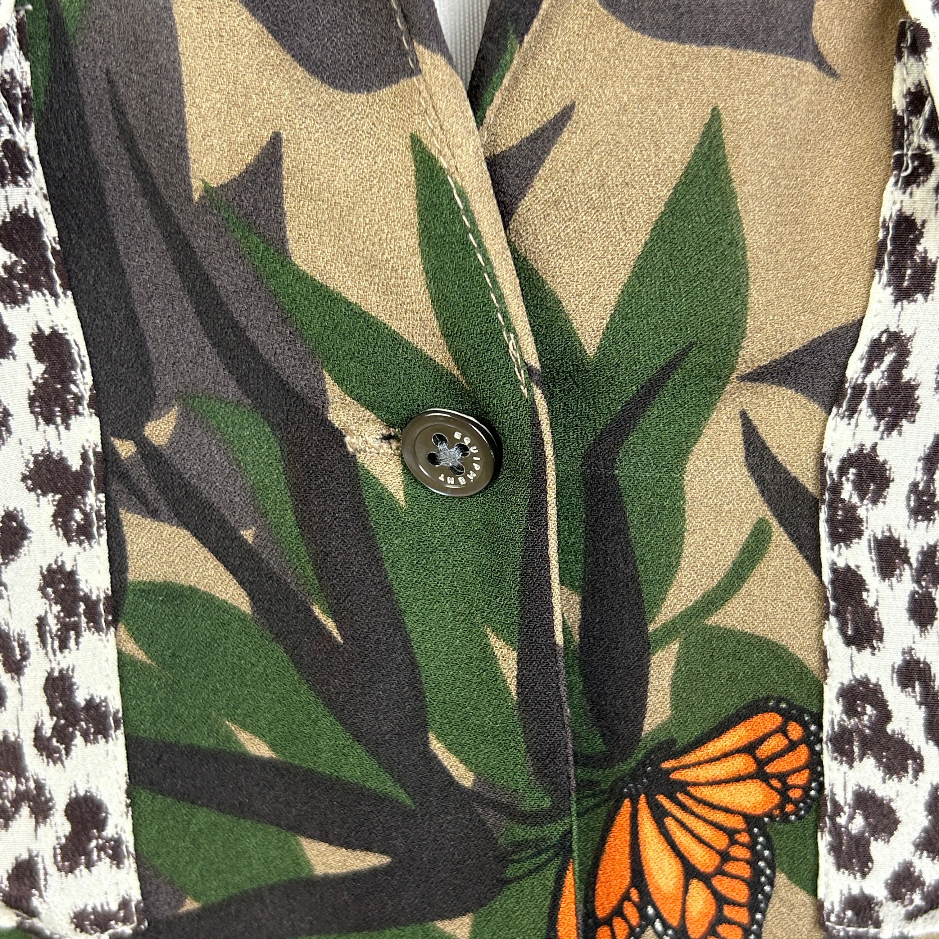 Equipment Camo Floral Butterfly Silk Shirt S/M