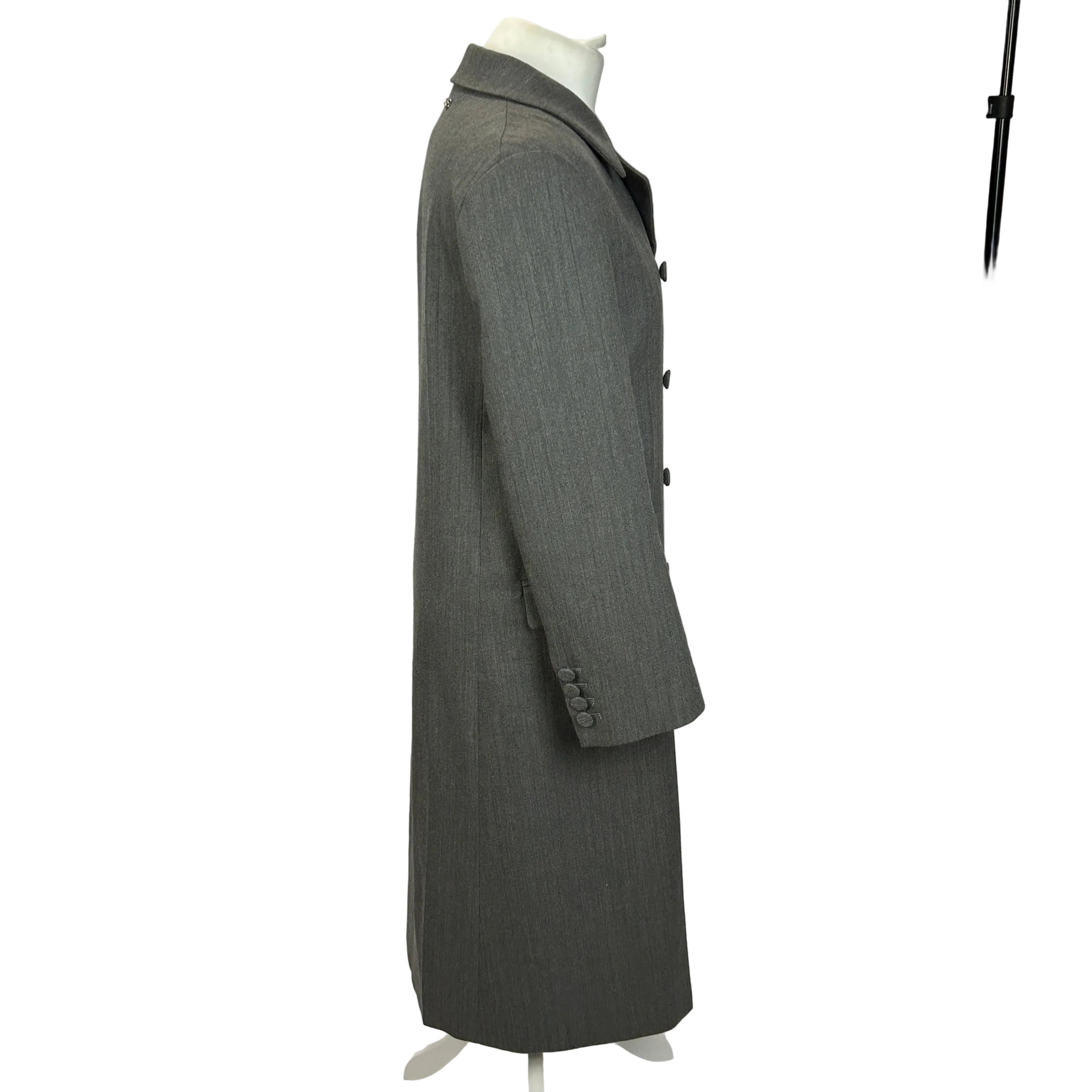 Gucci Grey Pinstripe Wool Double Breasted Coat XXS